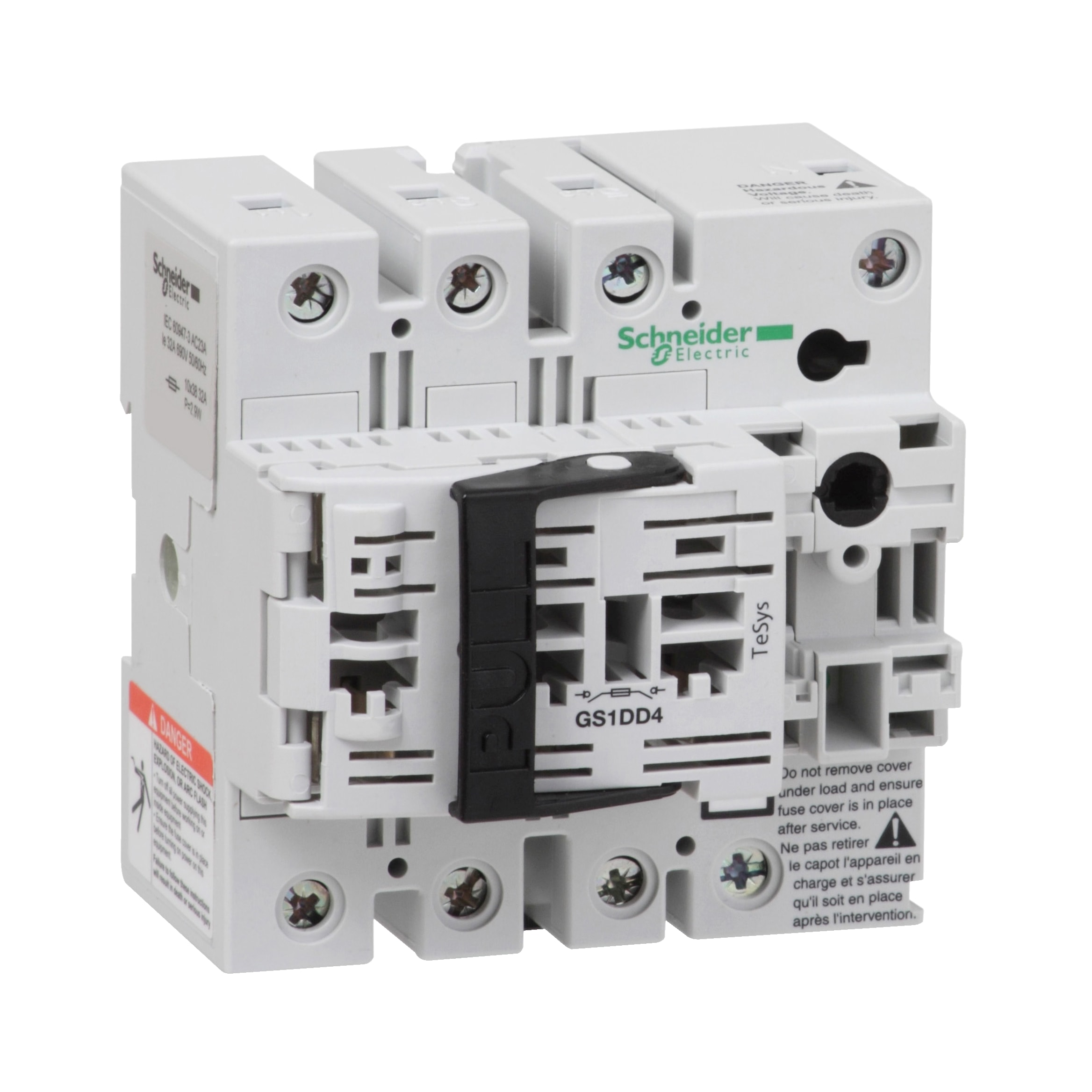 SCHNEIDER ELECTRIC - Interruttore Sezionatore con fusibile, TeSys, GS, 3 poli+ N3 F - NFC - 32 A GS1DD4