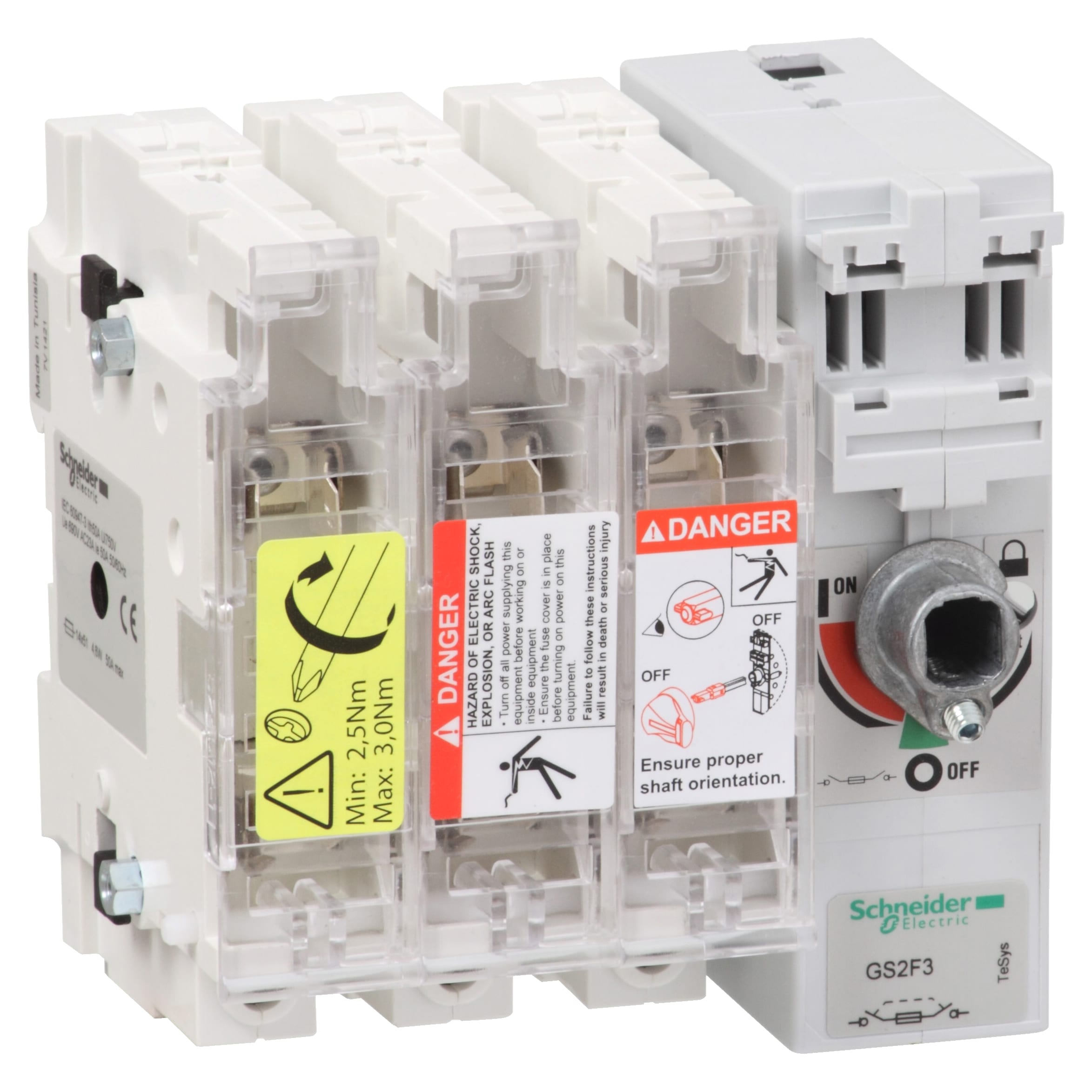 SCHNEIDER ELECTRIC - Interruttore Sezionatore con fusibile, TeSys, GS2F, 3 poli - 50A - DIN 14 x 51 mm GS2F3