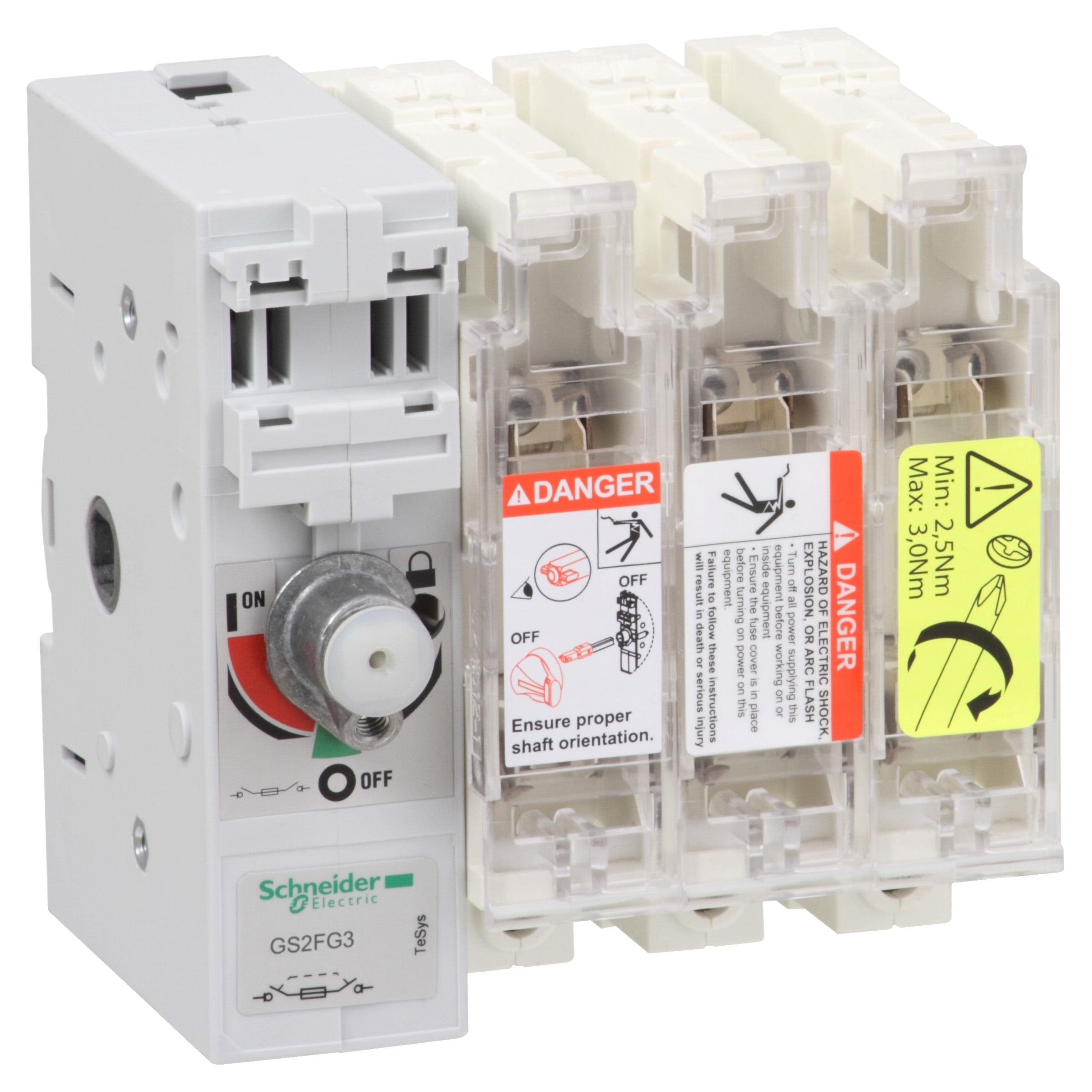 SCHNEIDER ELECTRIC - Interruttore Sezionatore con fusibile, TeSys, GS2F, 3 poli - 50A - DIN 14 x 51 mm