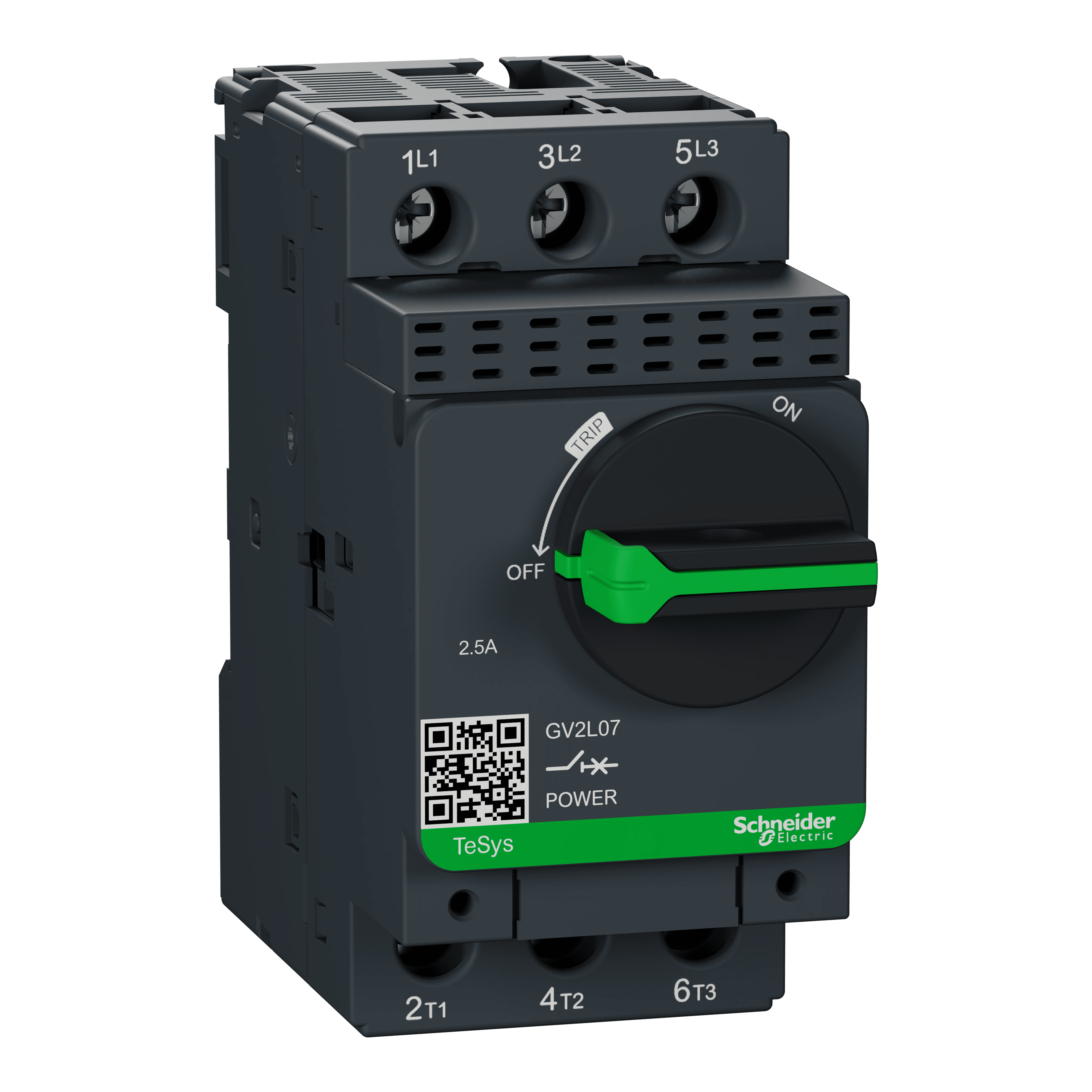 SCHNEIDER ELECTRIC - Interruttore automatico magnetico manovra rotativa, TeSys, GV2L, 2,5A viti serrafilo GV2L07