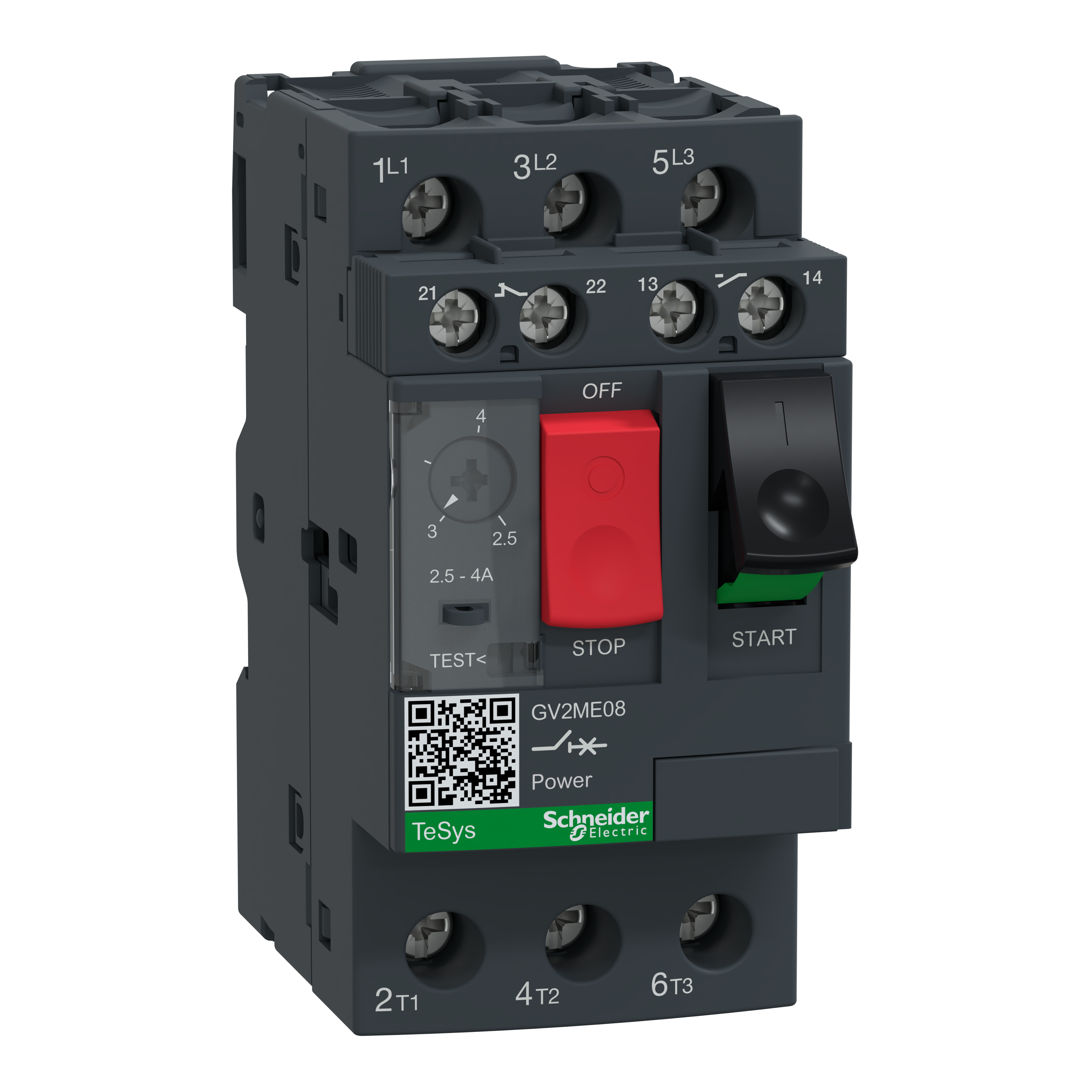 SCHNEIDER ELECTRIC - Interruttore automatico GV2-ME - 2,5-4 A - 3 3d - sganciatore magnetico termico
