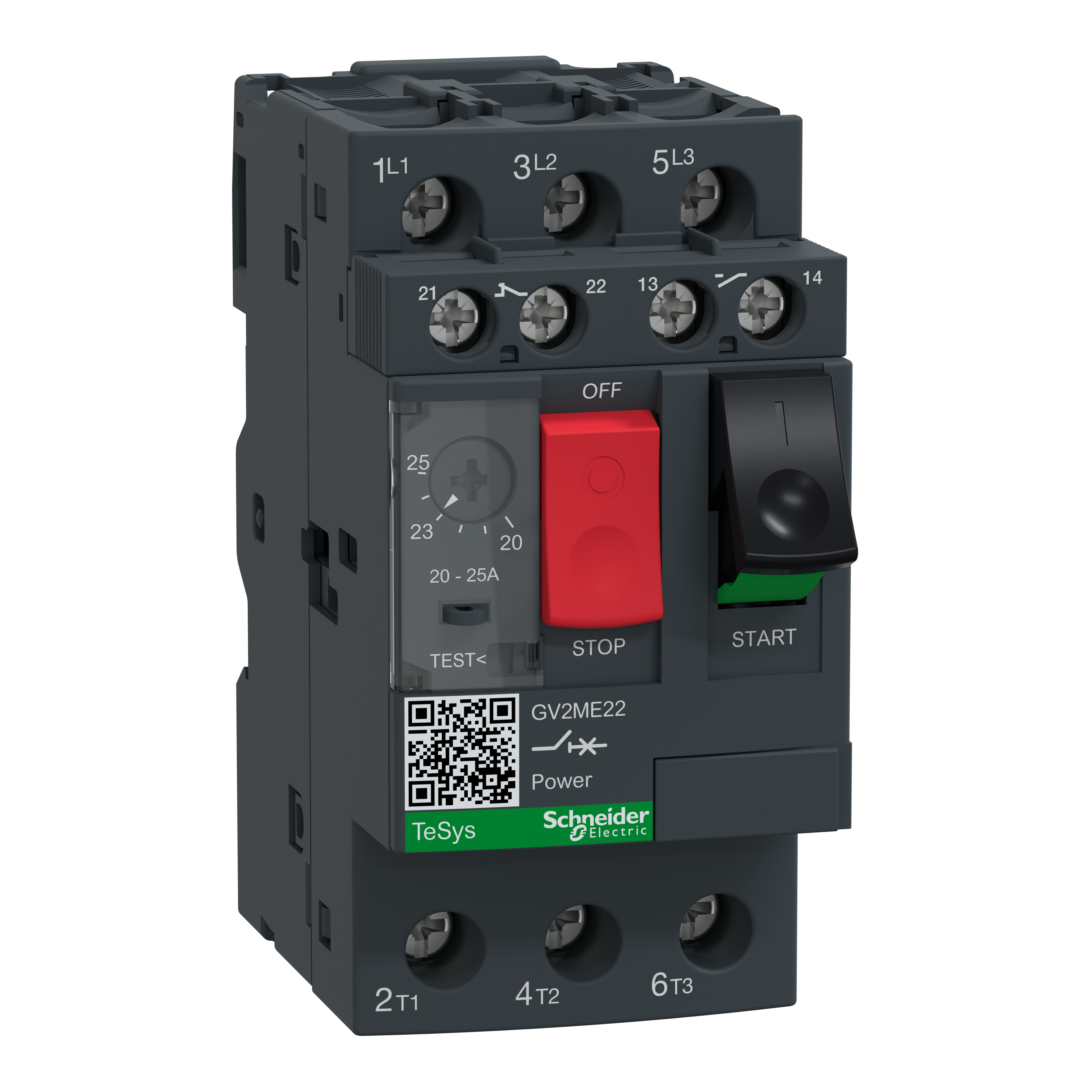 SCHNEIDER ELECTRIC - Interruttore automatico GV2-ME - 20-25 A - 3 3d - sganciatore magnetico termico