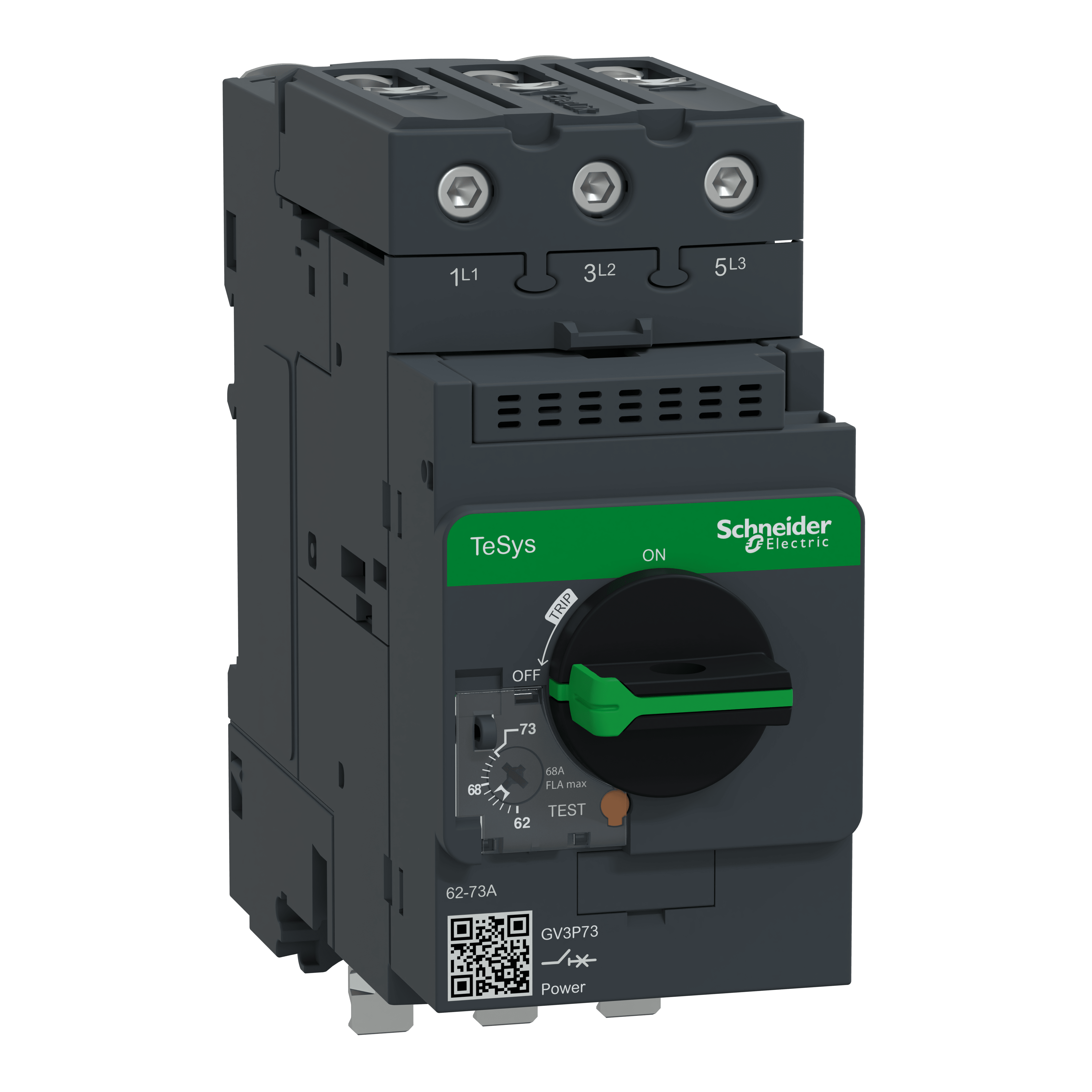 SCHNEIDER ELECTRIC - TeSys GV3P thermal-magn motor circuit breaker 62-73A w/o bottom terminal block