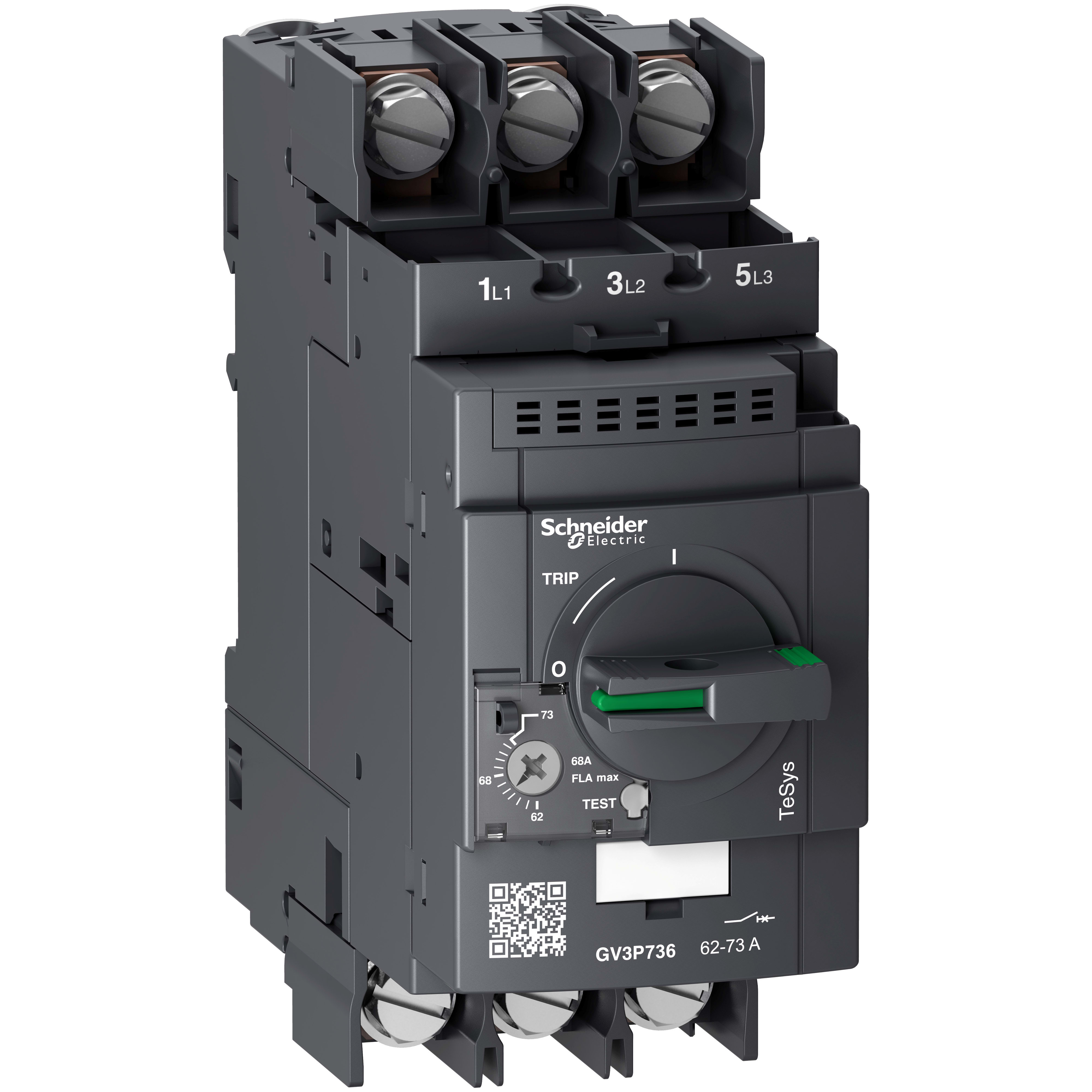 SCHNEIDER ELECTRIC - TeSys GV3P thermal-magn motor circuit breaker 62-73A lugs terminals