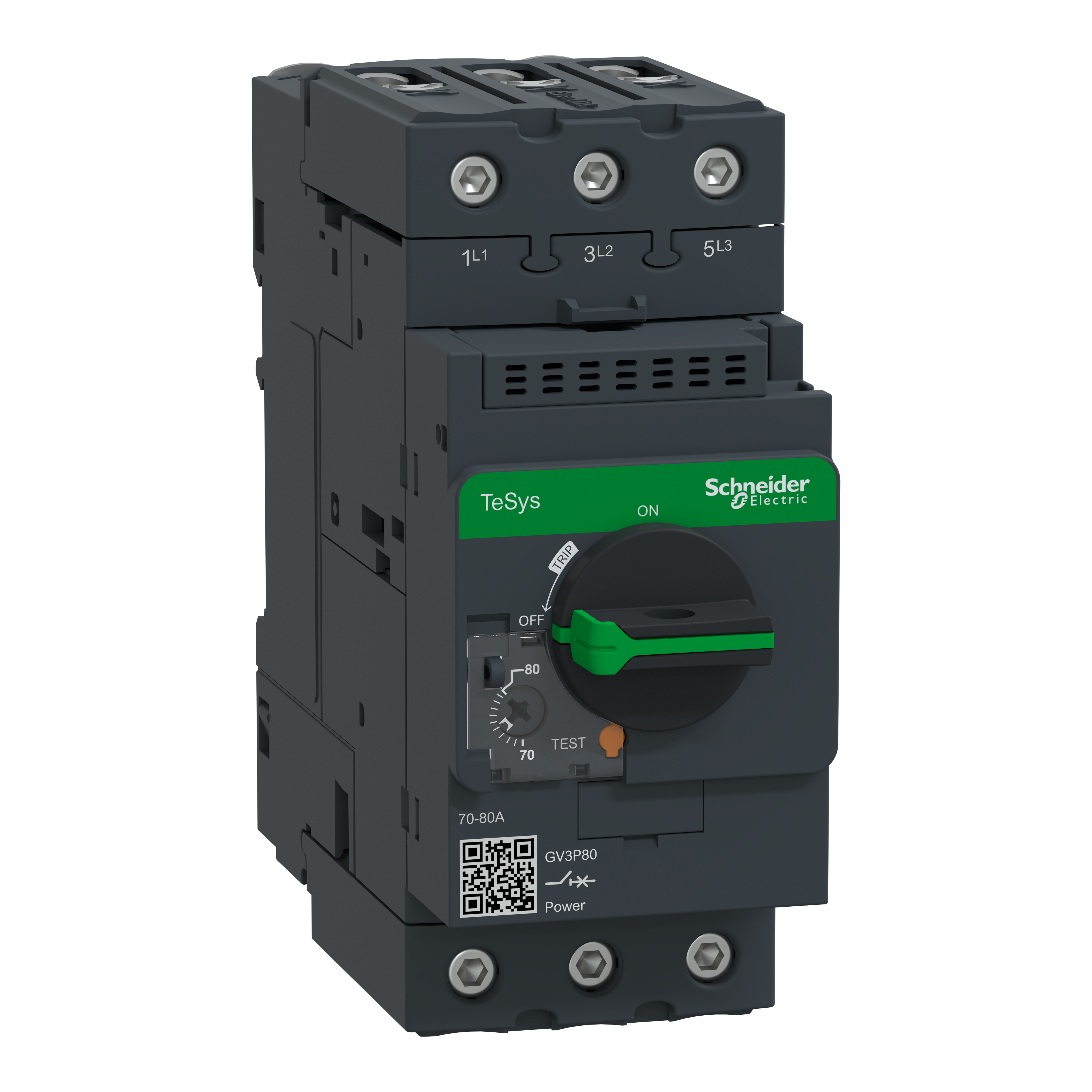 SCHNEIDER ELECTRIC - Interruttore automatico magnetotermico manovra rotativa, TeSys, GV3P, 70-80A EverLink