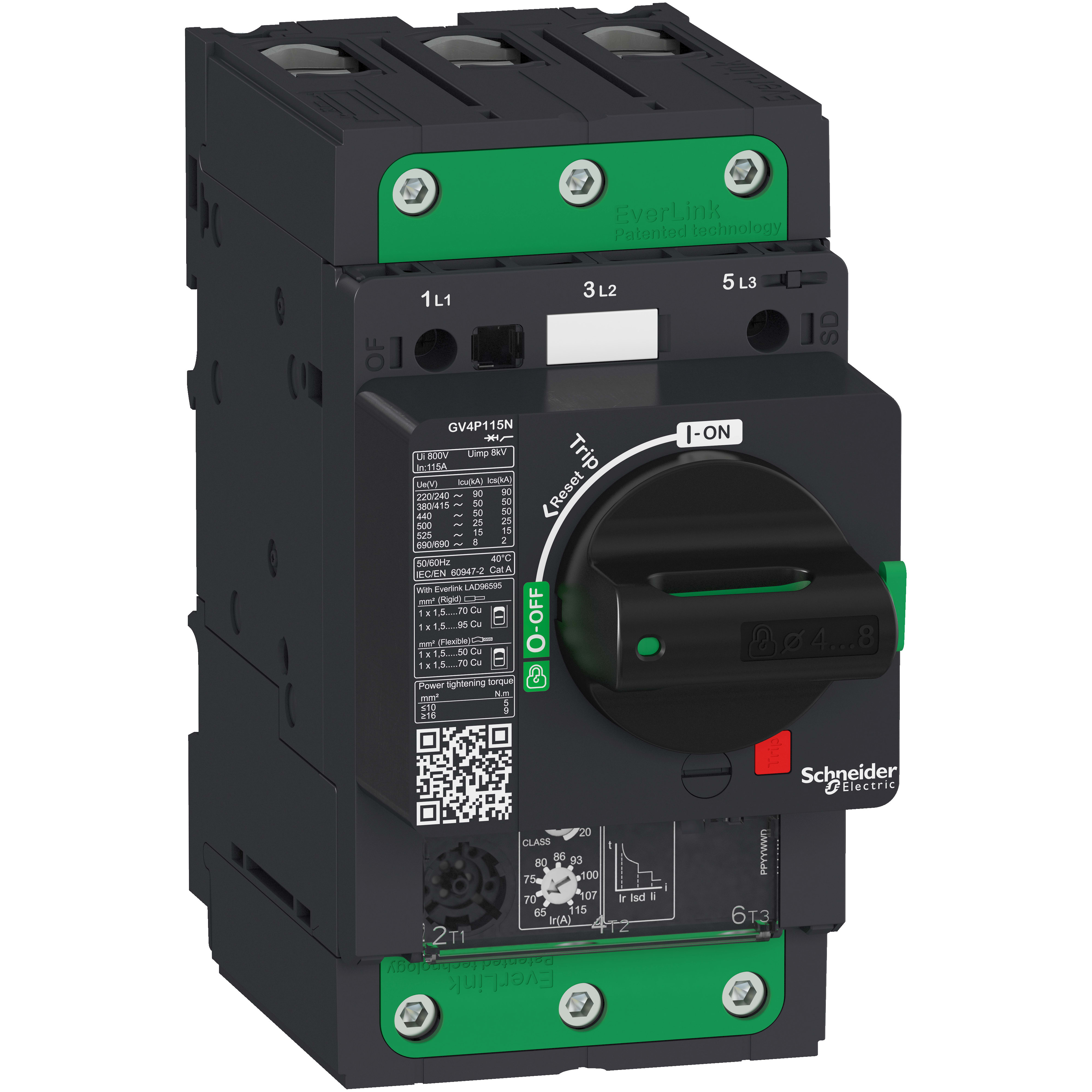 SCHNEIDER ELECTRIC - Interruttore salvamotore magnetotermico 80A 100kA Everlink GV4P80S