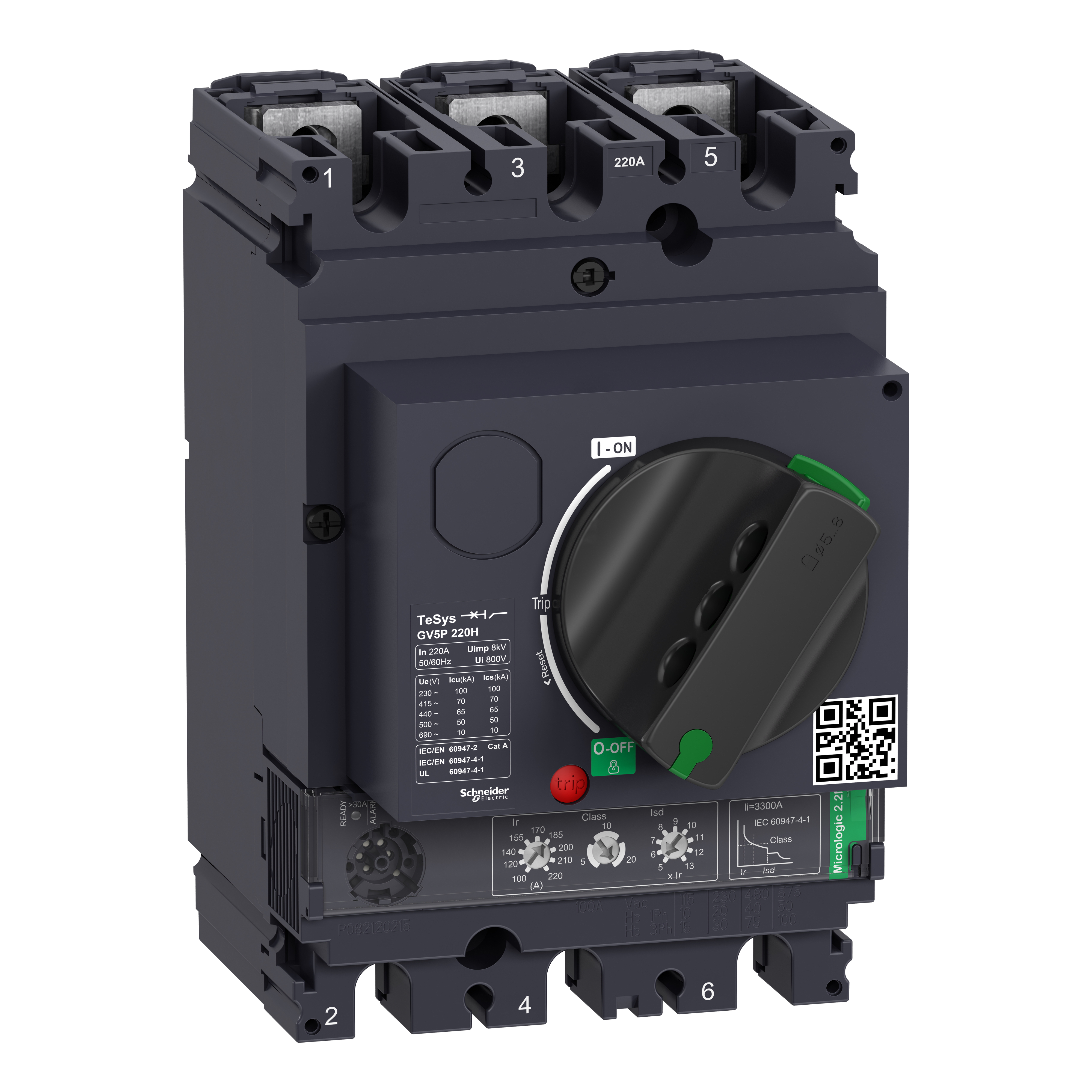 SCHNEIDER ELECTRIC - Interruttore automatico TeSys GV5 magnetotermico con manovra rotativa con manovra rotativa 100-220A Icu 70kA