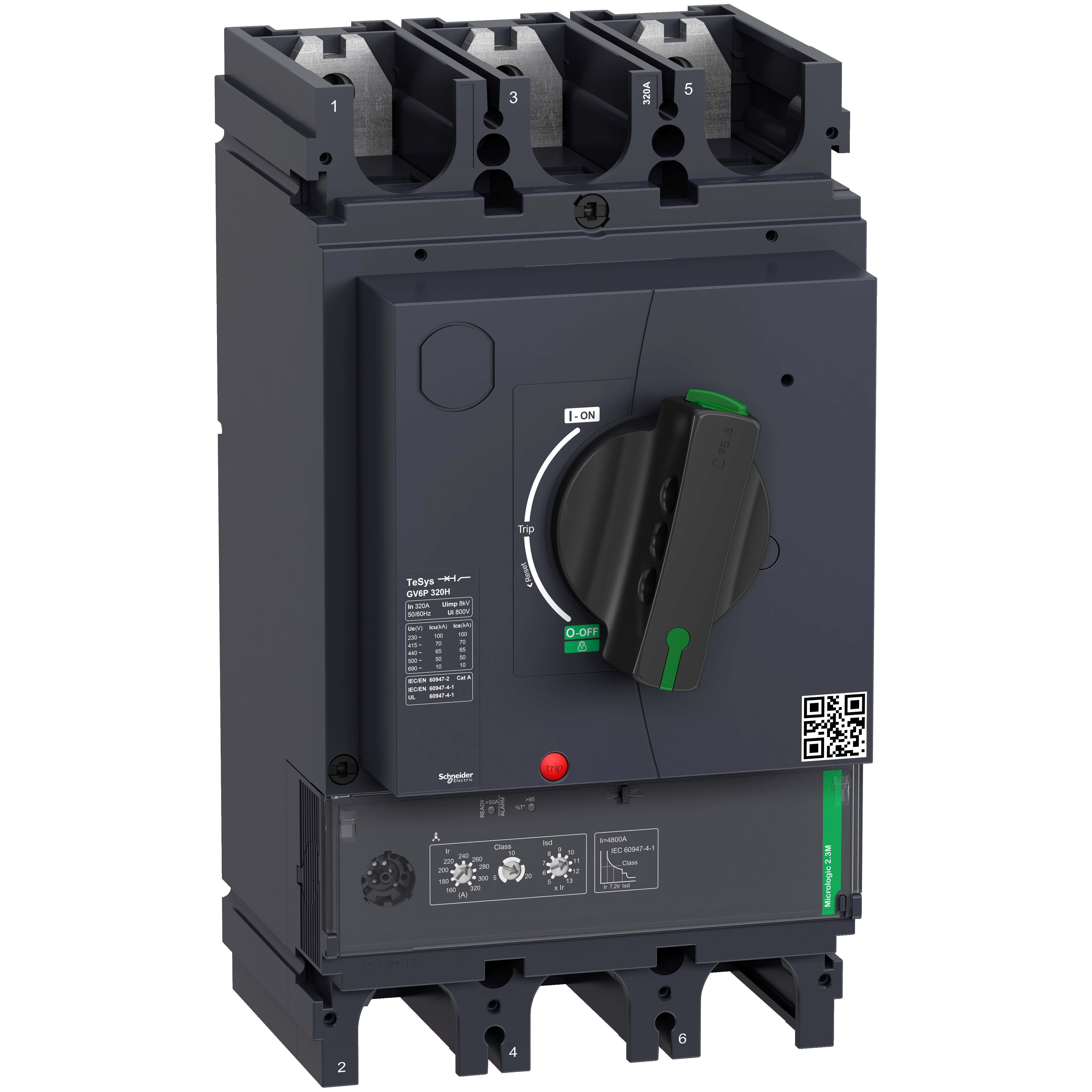 SCHNEIDER ELECTRIC - Interruttore automatico TeSys GV6 magnetotermico con manovra rotativacon manovra rotativa 160-320A Icu 70kA