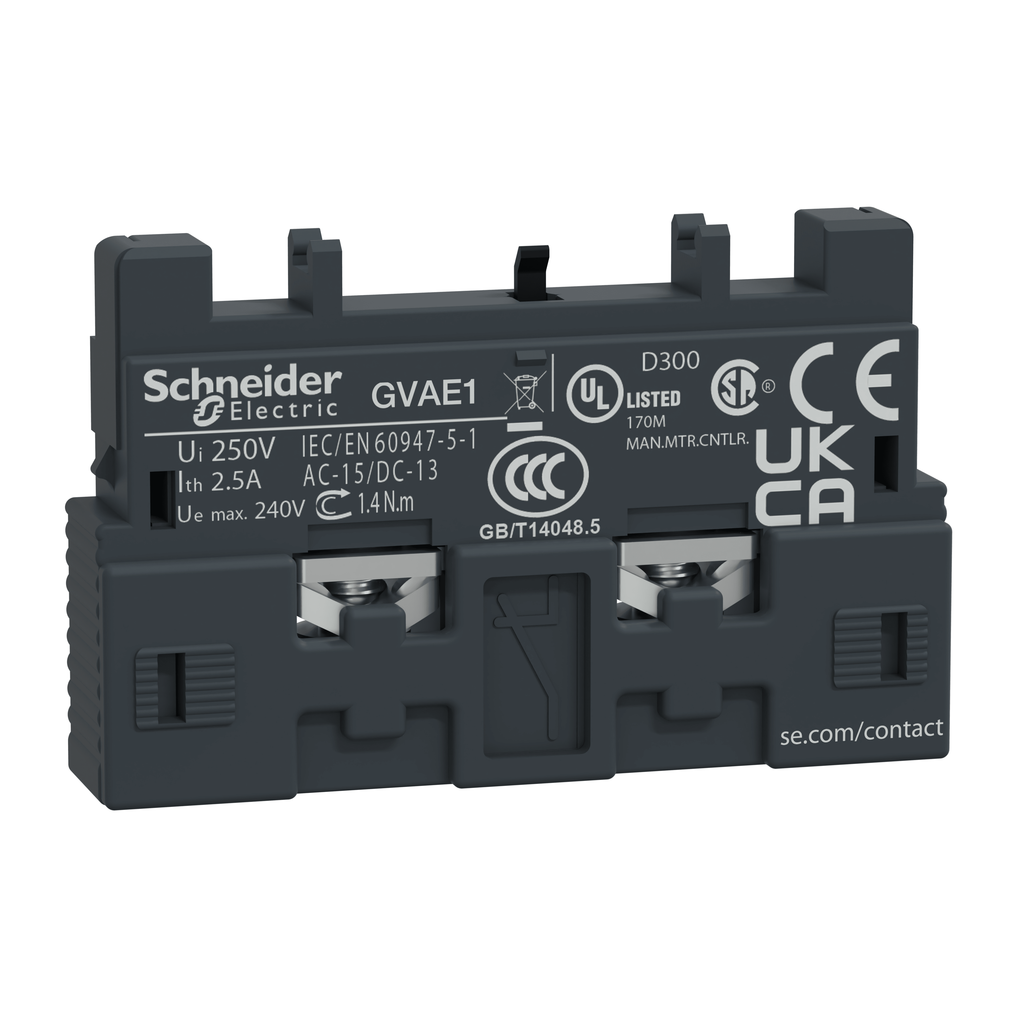 SCHNEIDER ELECTRIC - Contatto ausiliario istantaneo TeSys GV - front 1NO/NC - viti serrafilo