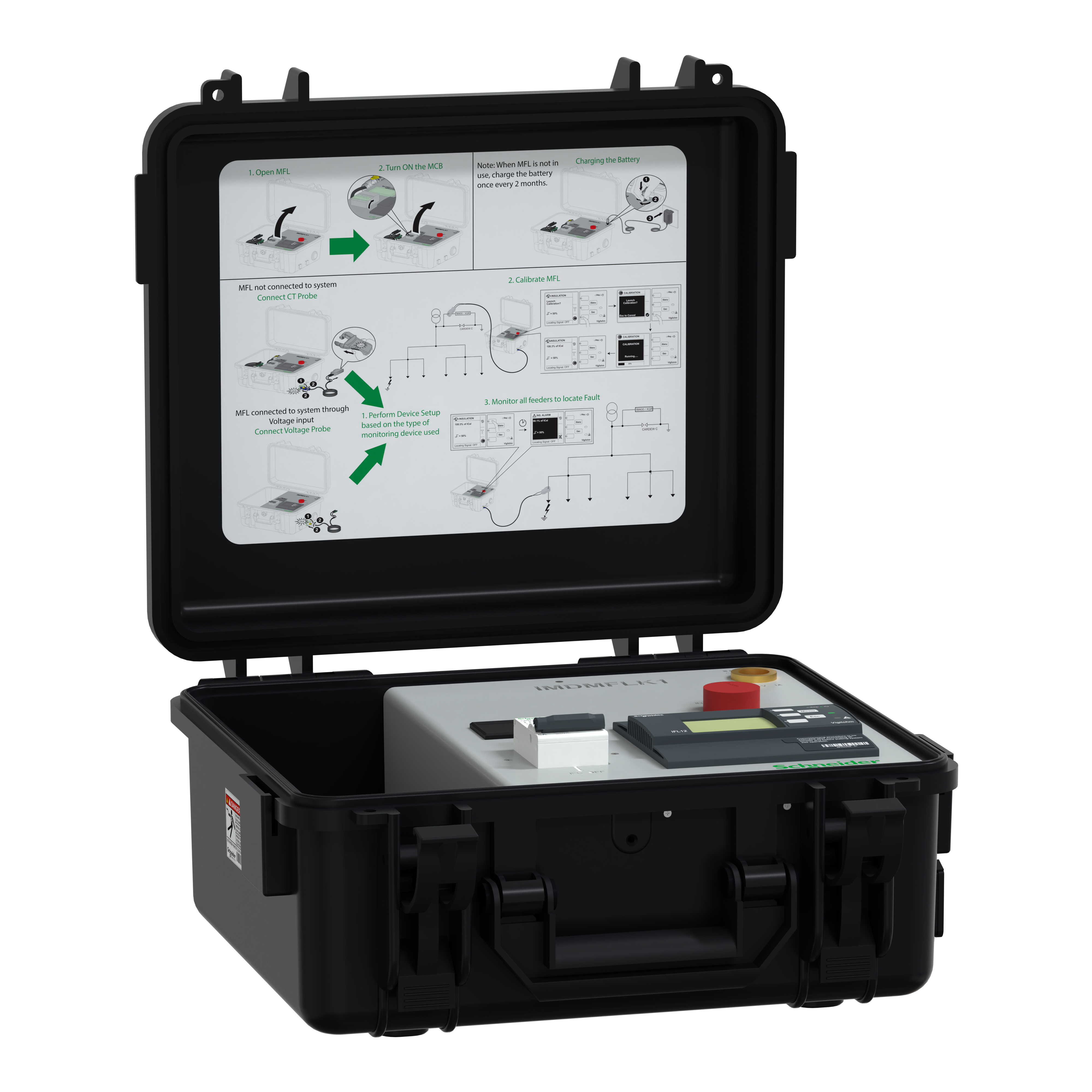 SCHNEIDER ELECTRIC - Rilevatore mobile dei guasti di isolamento, Vigilohm MLF, Funzionamento con controllore di isolamento installato a monte (IM400), 1 canale