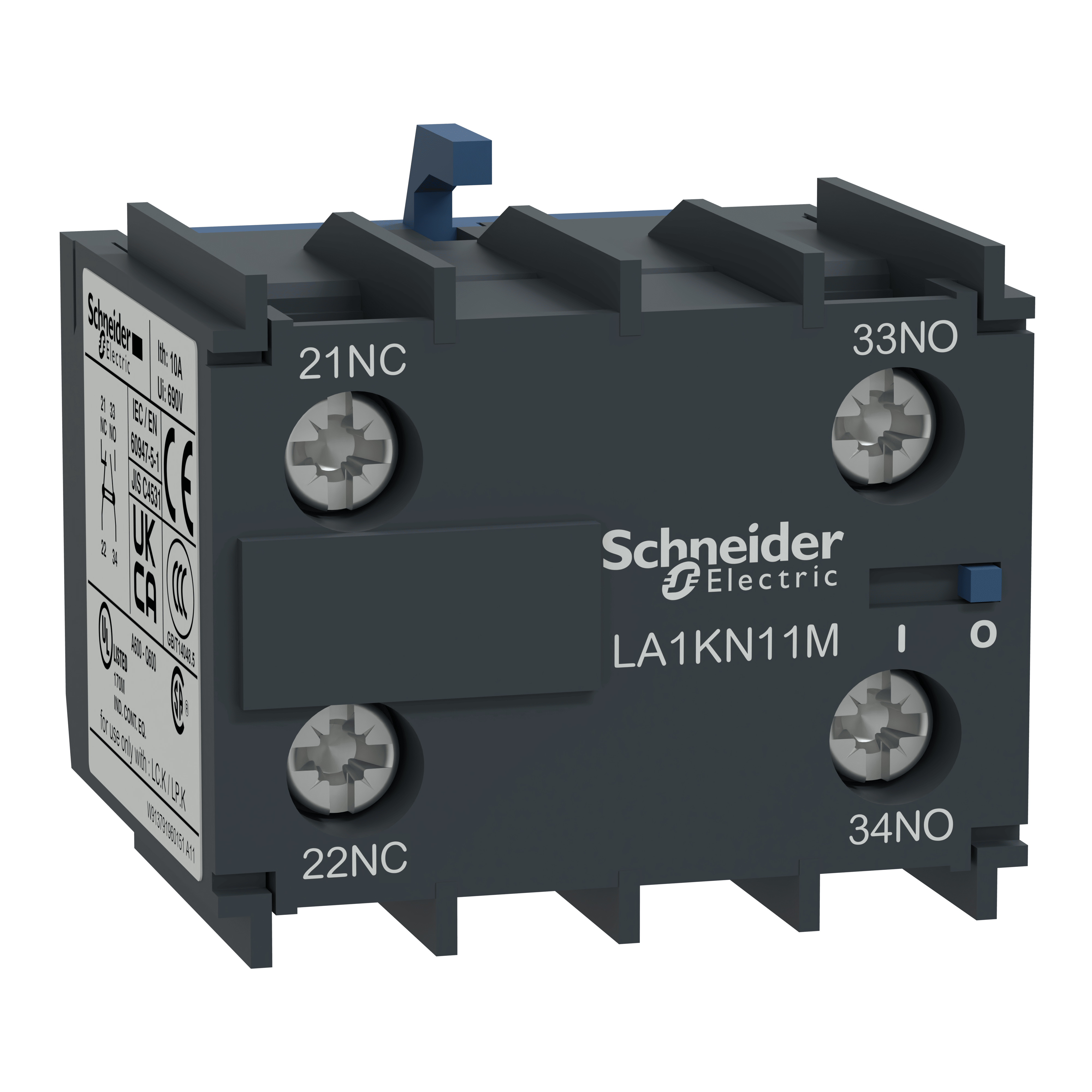 SCHNEIDER ELECTRIC - Blocco contatto ausiliario TeSys - 1NO + 1NC - Morsetti a vite LA1KN11M