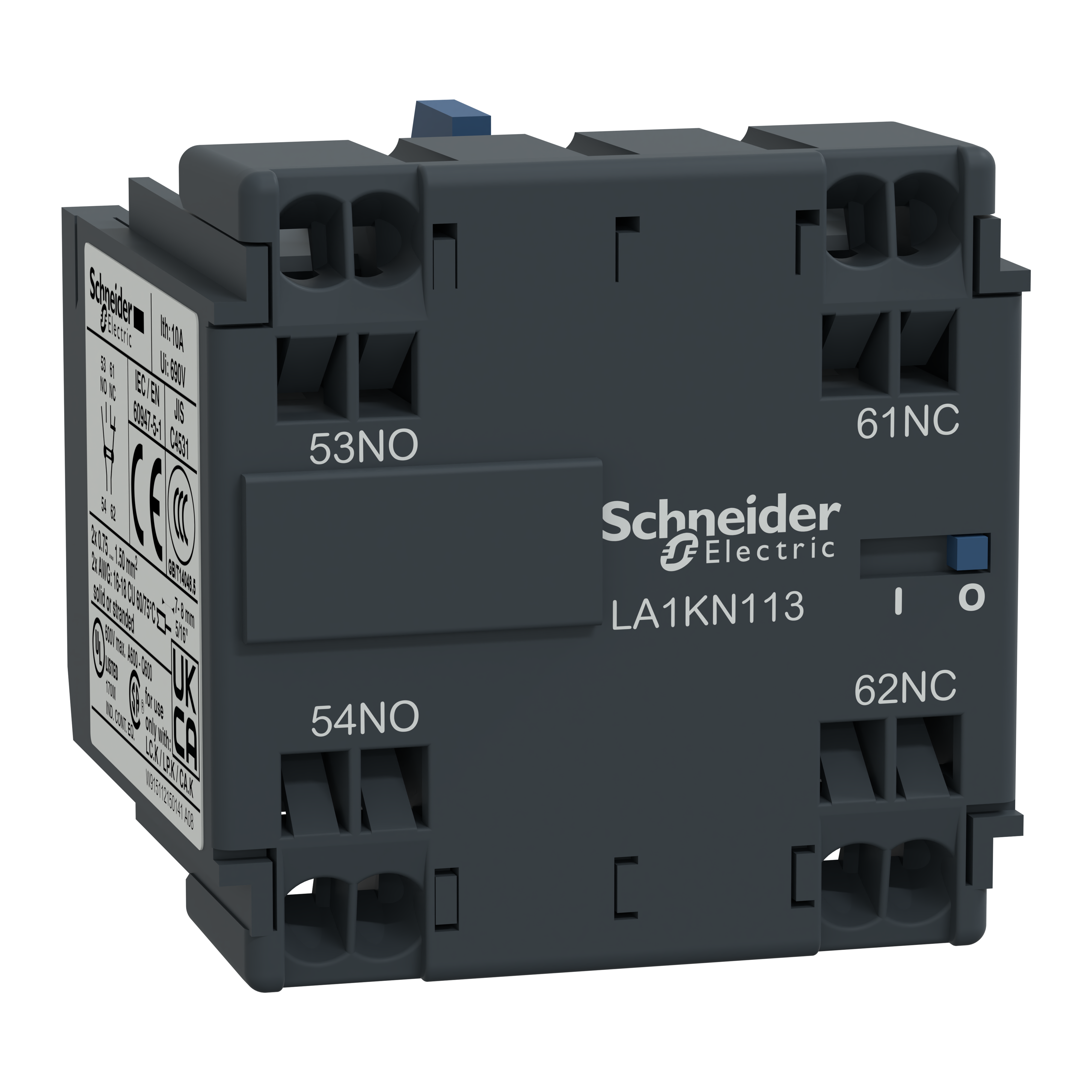 SCHNEIDER ELECTRIC - Blocco contatti ausiliari TeSys - 2 NO - Morsetti a vite LA1KN203