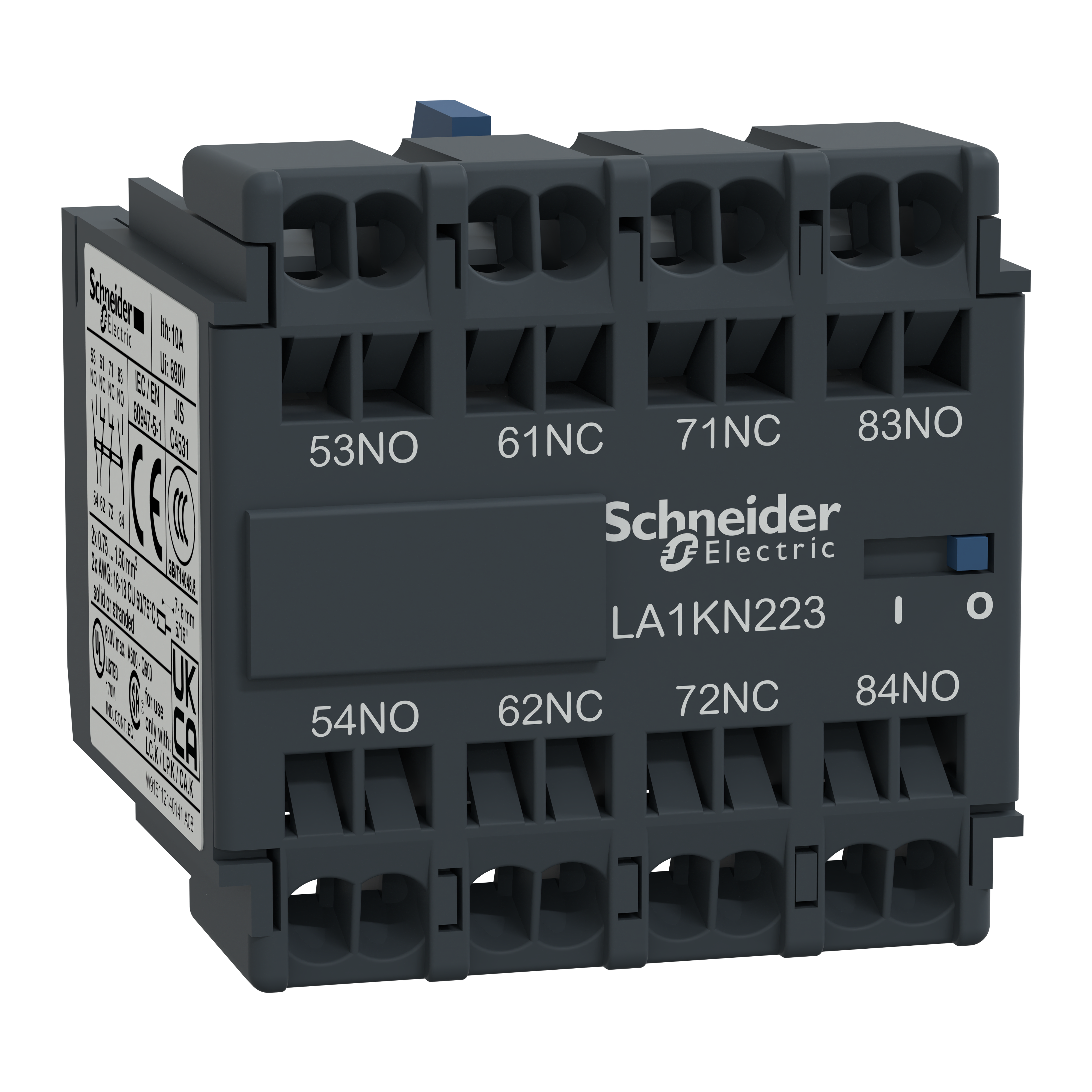 SCHNEIDER ELECTRIC - Blocco contatti ausiliari TeSys - 2NO + 2NC - Morsetti a vite LA1KN223
