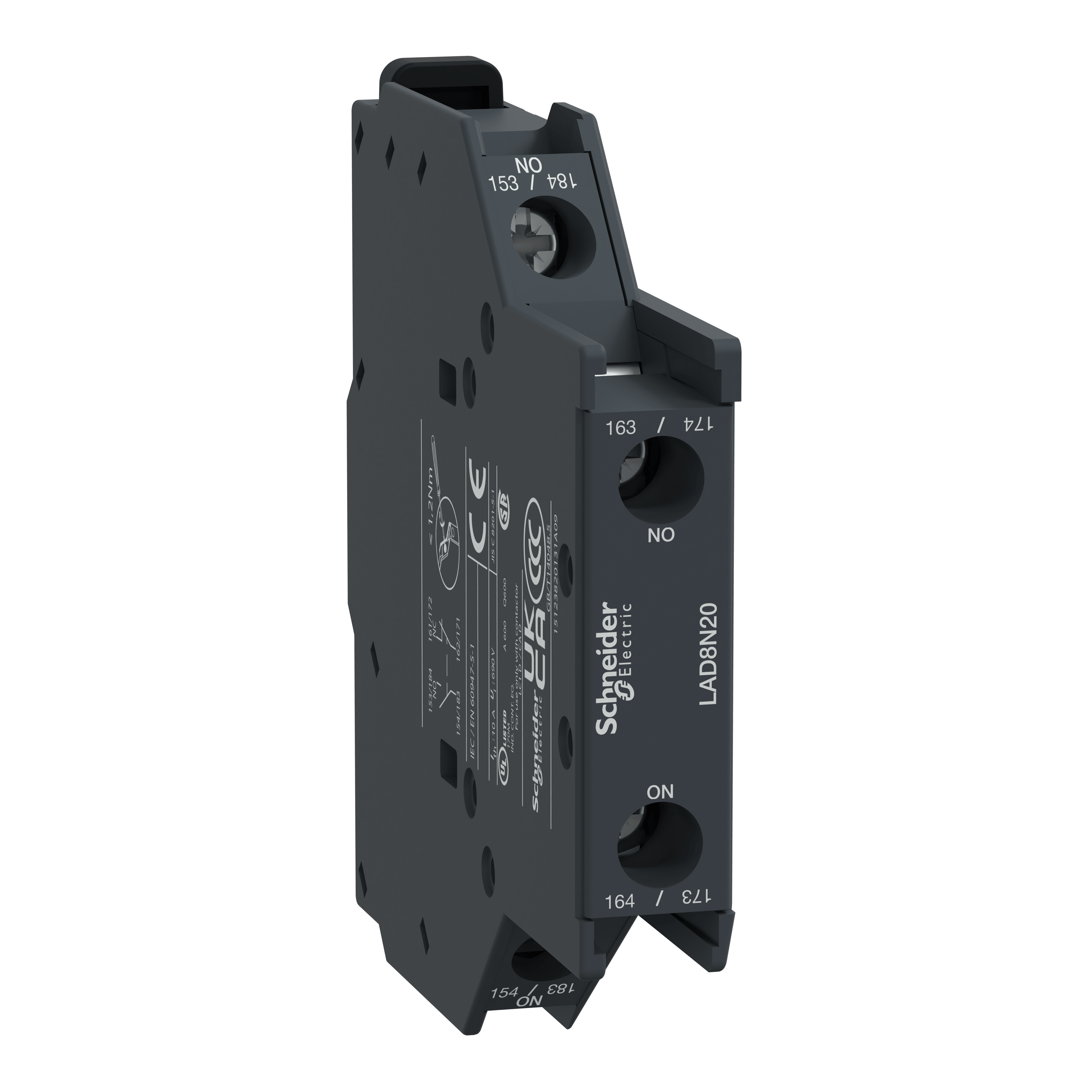 SCHNEIDER ELECTRIC - Blocco contatti ausiliari TeSys - 2 NO - Morsetti a vite LAD8N20