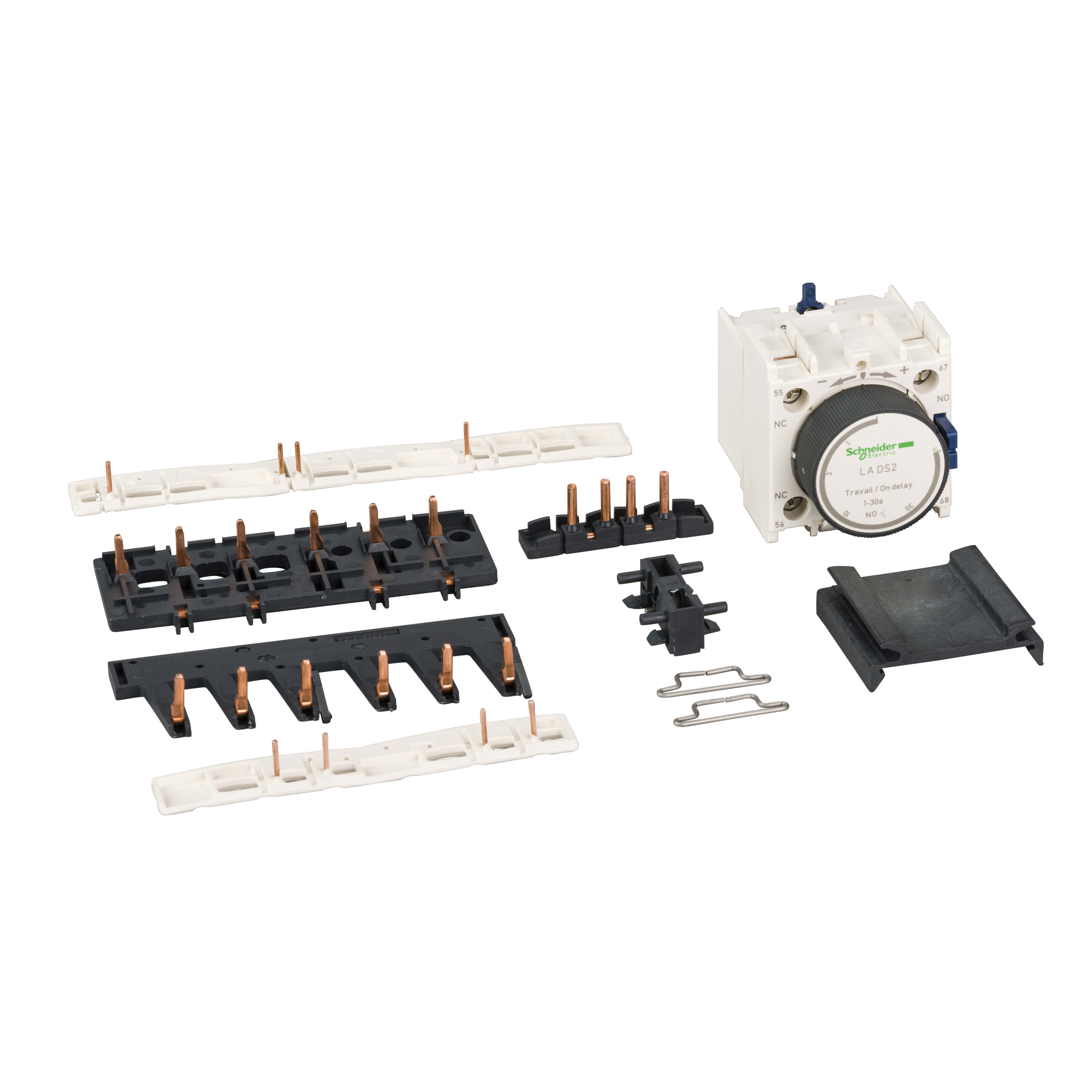 SCHNEIDER ELECTRIC - Kit per asemblaggio stella triangolo, TeSys, Deca, per 2  contactori LC1D25-D38 e stella LC1D09-D18, con timer LAD93217