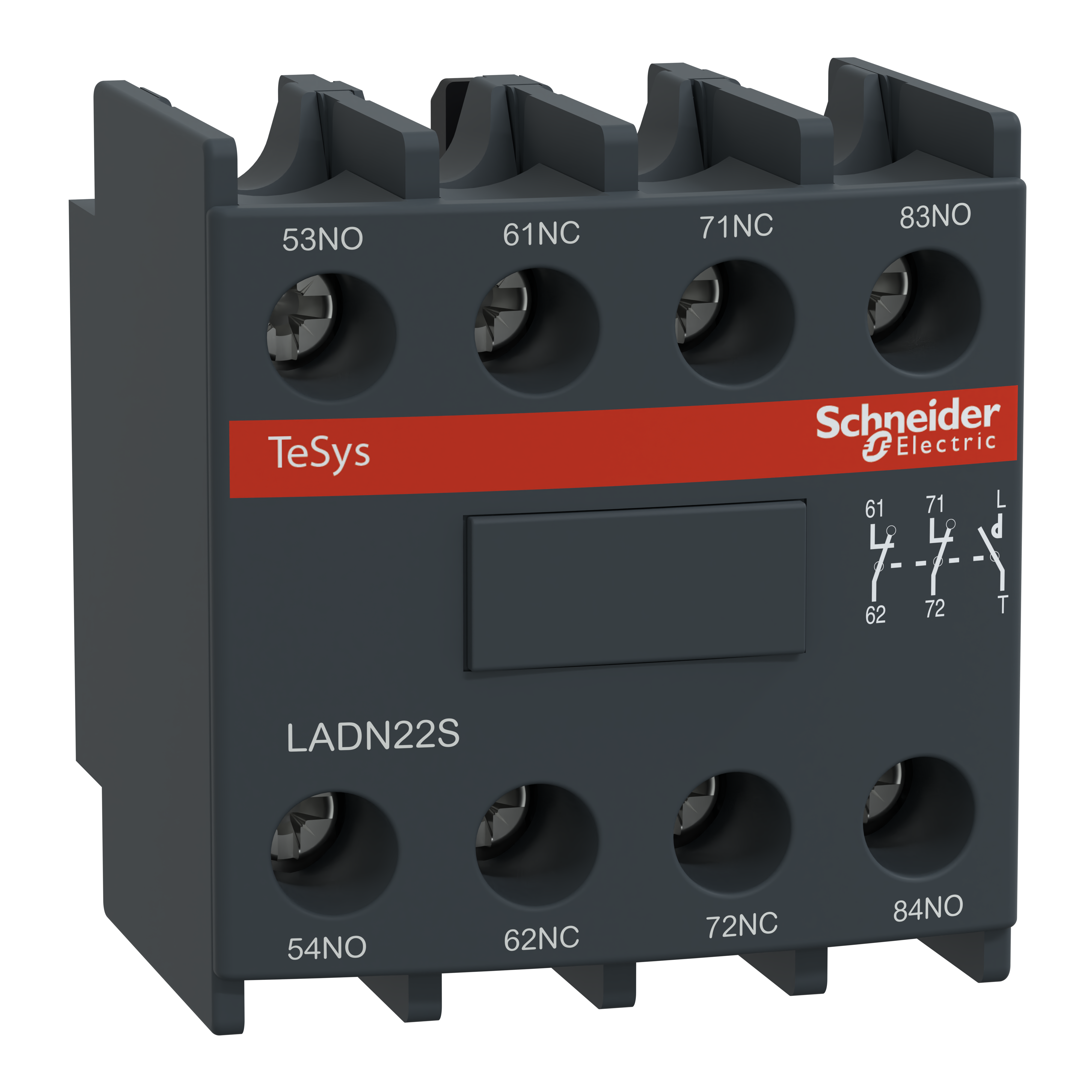 SCHNEIDER ELECTRIC - Blocco contatti ausiliari 2NO+2NC rossi LADN22S