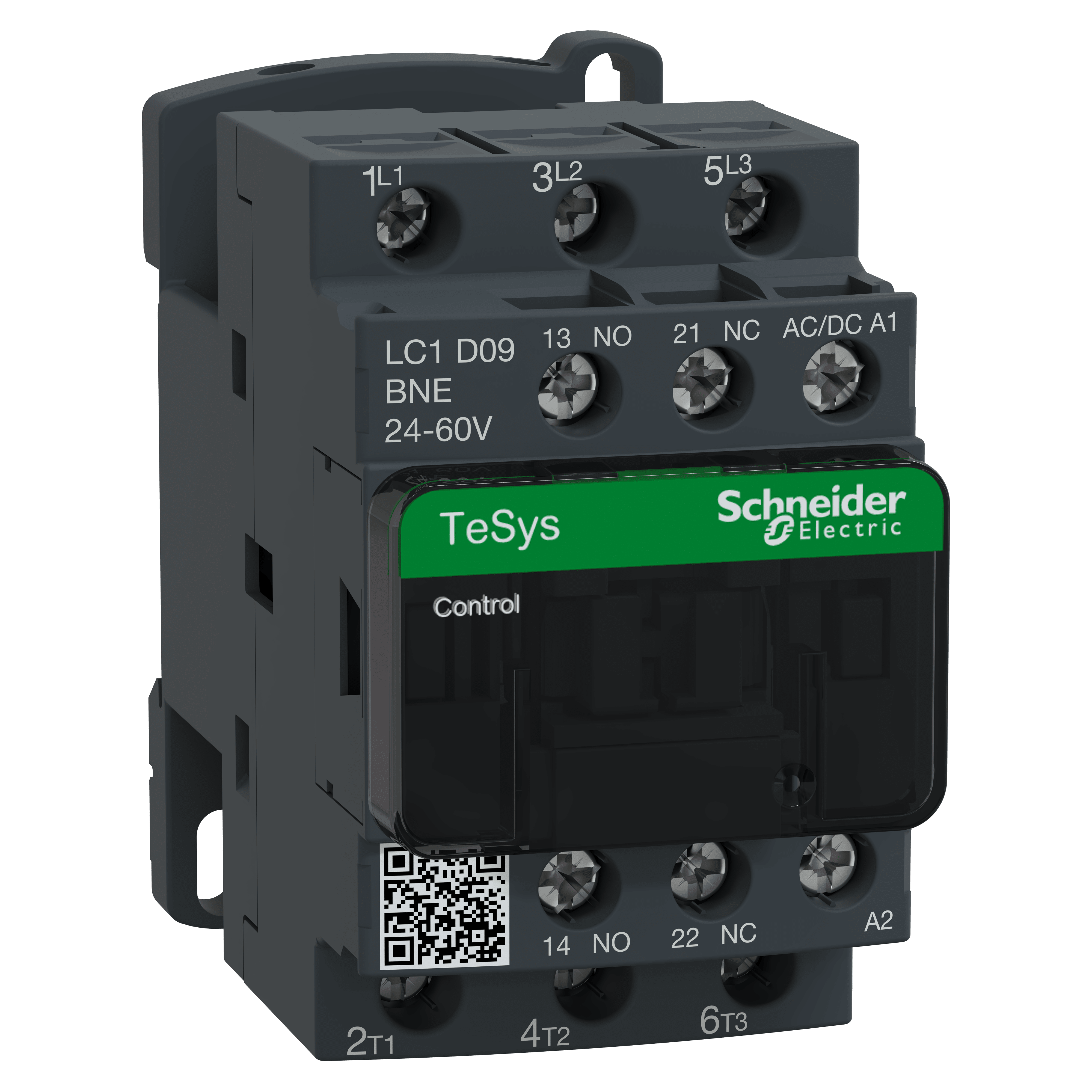SCHNEIDER ELECTRIC - TeSys D Green contattore - 3P - <= 440 V - 9 A AC-3 - 24...60 V AC/DC LC1D09BNE