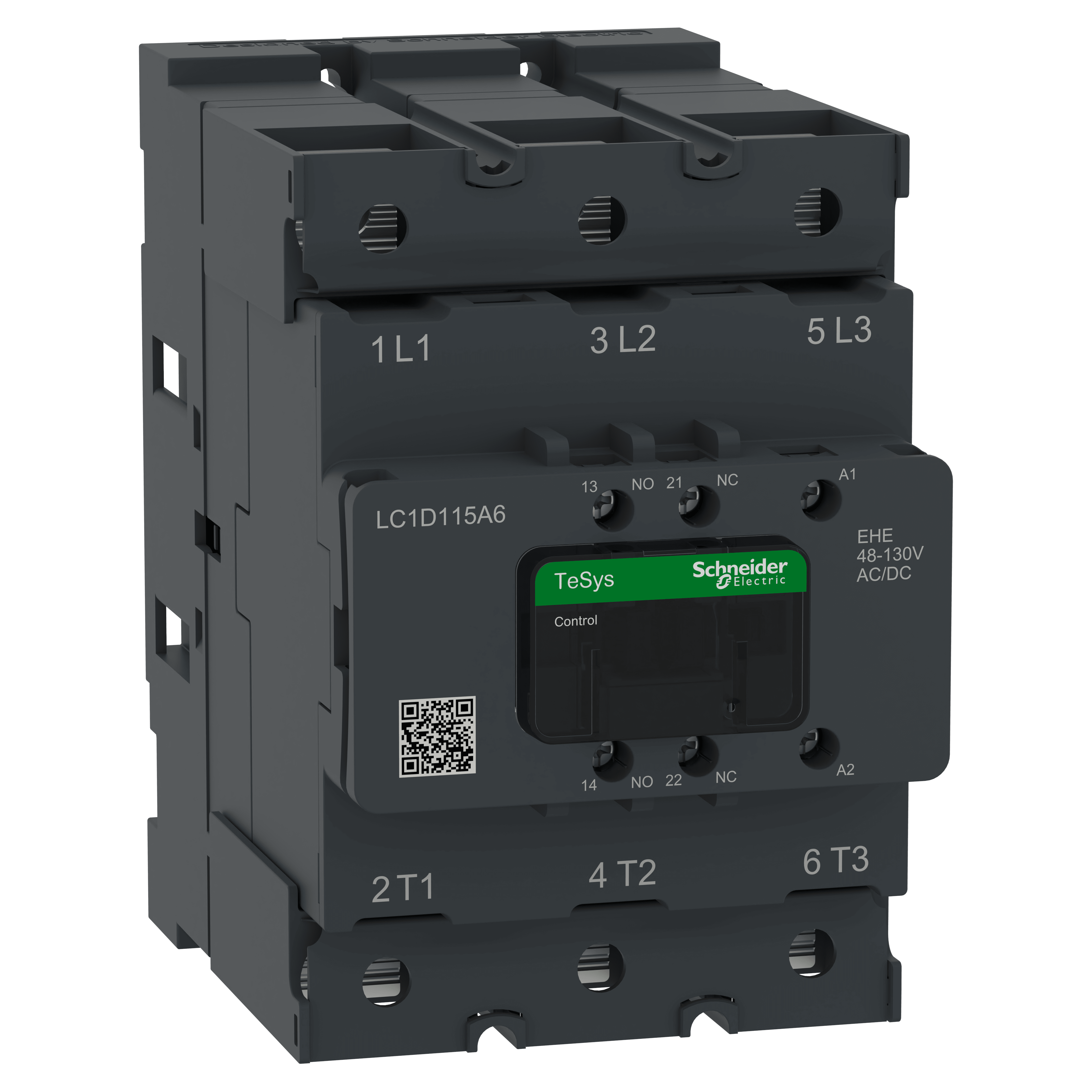 SCHNEIDER ELECTRIC - Contattore, Tesys deca Advanced, 3P3NO, AC-3AC-3e, 440V, 115A, bobina ACDC 48-130V, anello di supporto o sbarre