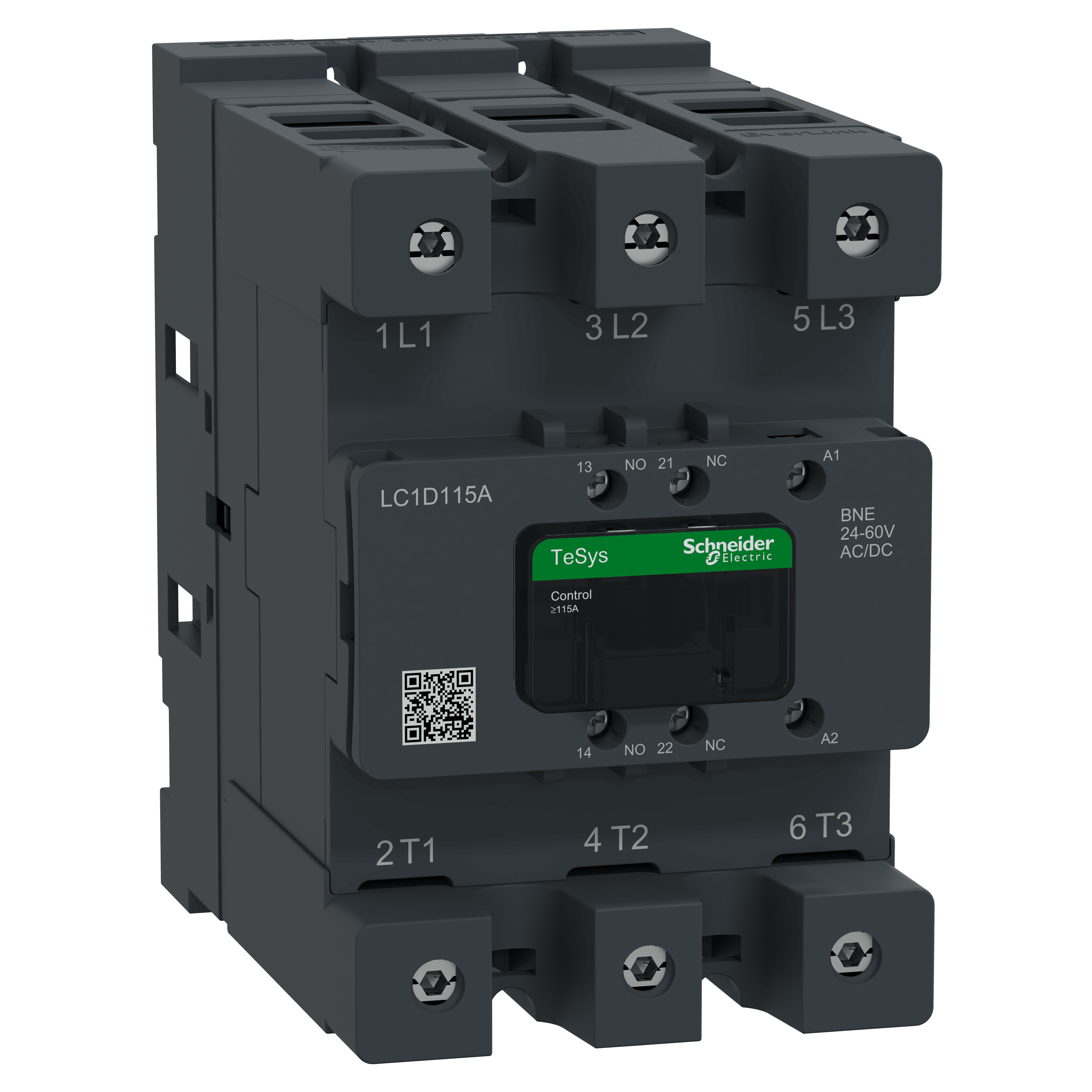 SCHNEIDER ELECTRIC - Contattore, Tesys deca Advanced, 3P3NO, AC-3AC-3e, 440V, 115A, bobina 24-60V ACDC, connettore
