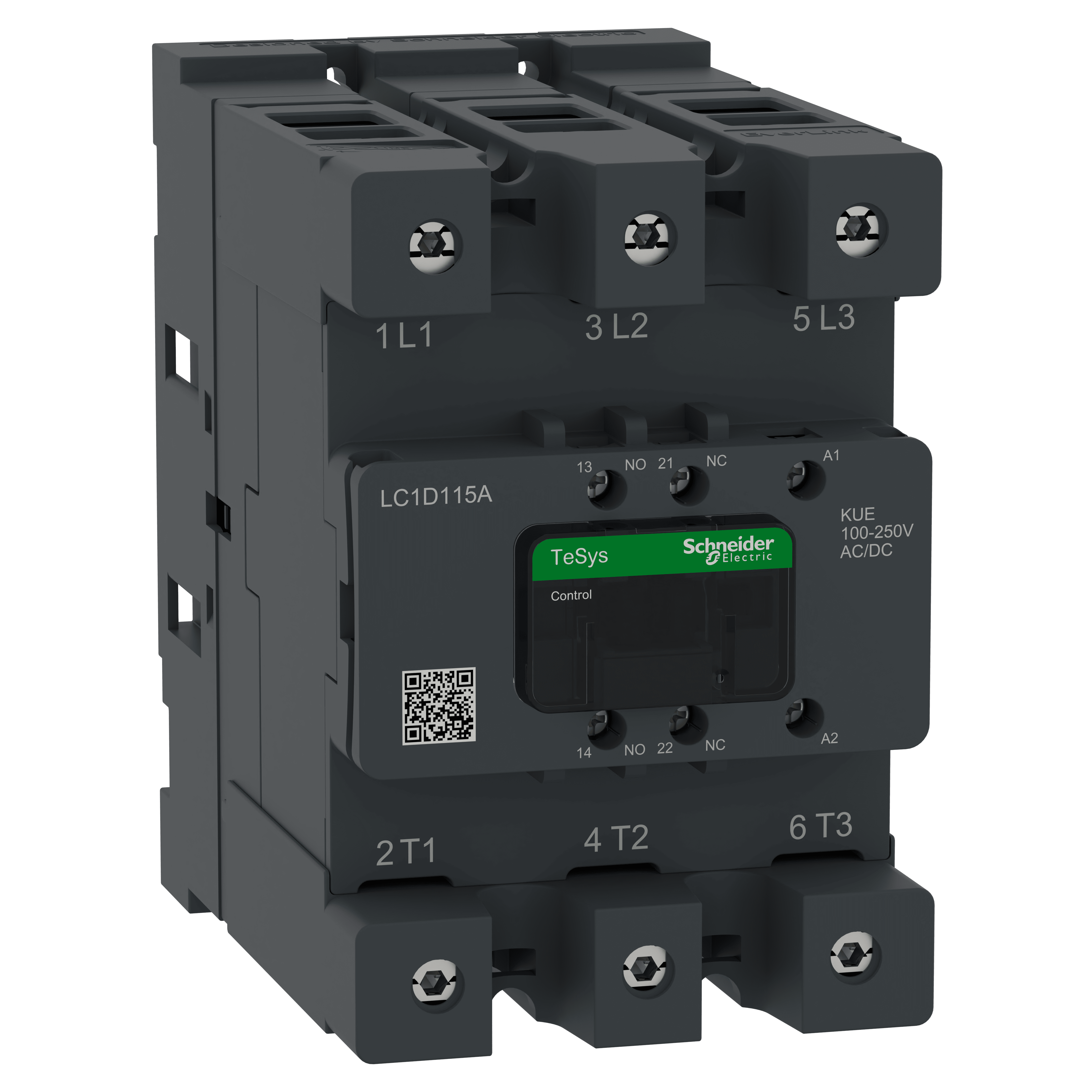 SCHNEIDER ELECTRIC - Contattore, Tesys deca Advanced, 3P3NO, AC-3AC-3e, bobina 440V, 115A, 100-250V ACDC, connettore