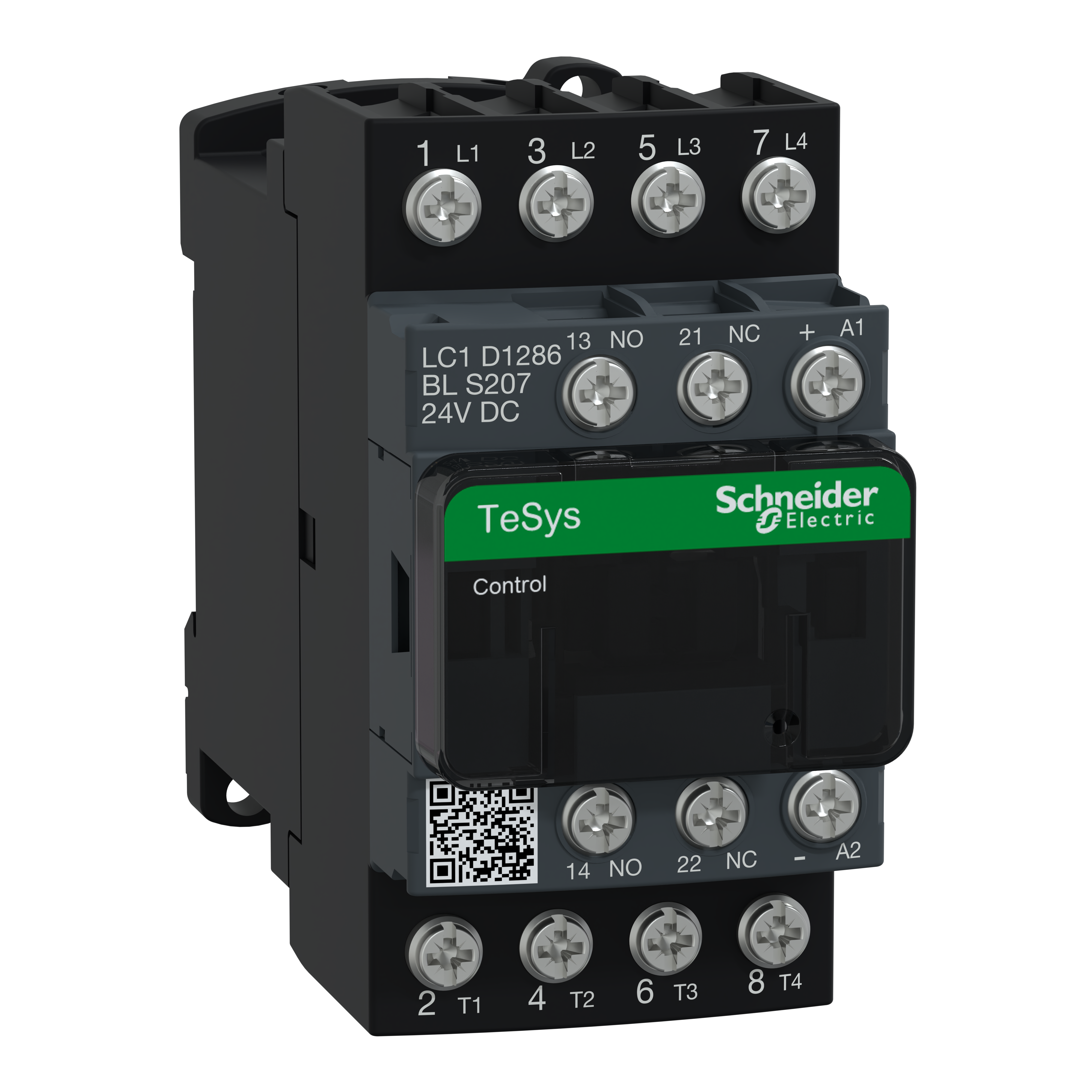 SCHNEIDER ELECTRIC - Contactor, TeSys Deca S207,4P(2NO+2NC),AC-1 25A , <=440V, 24V DC low consumption coil, lugs-ring terminal