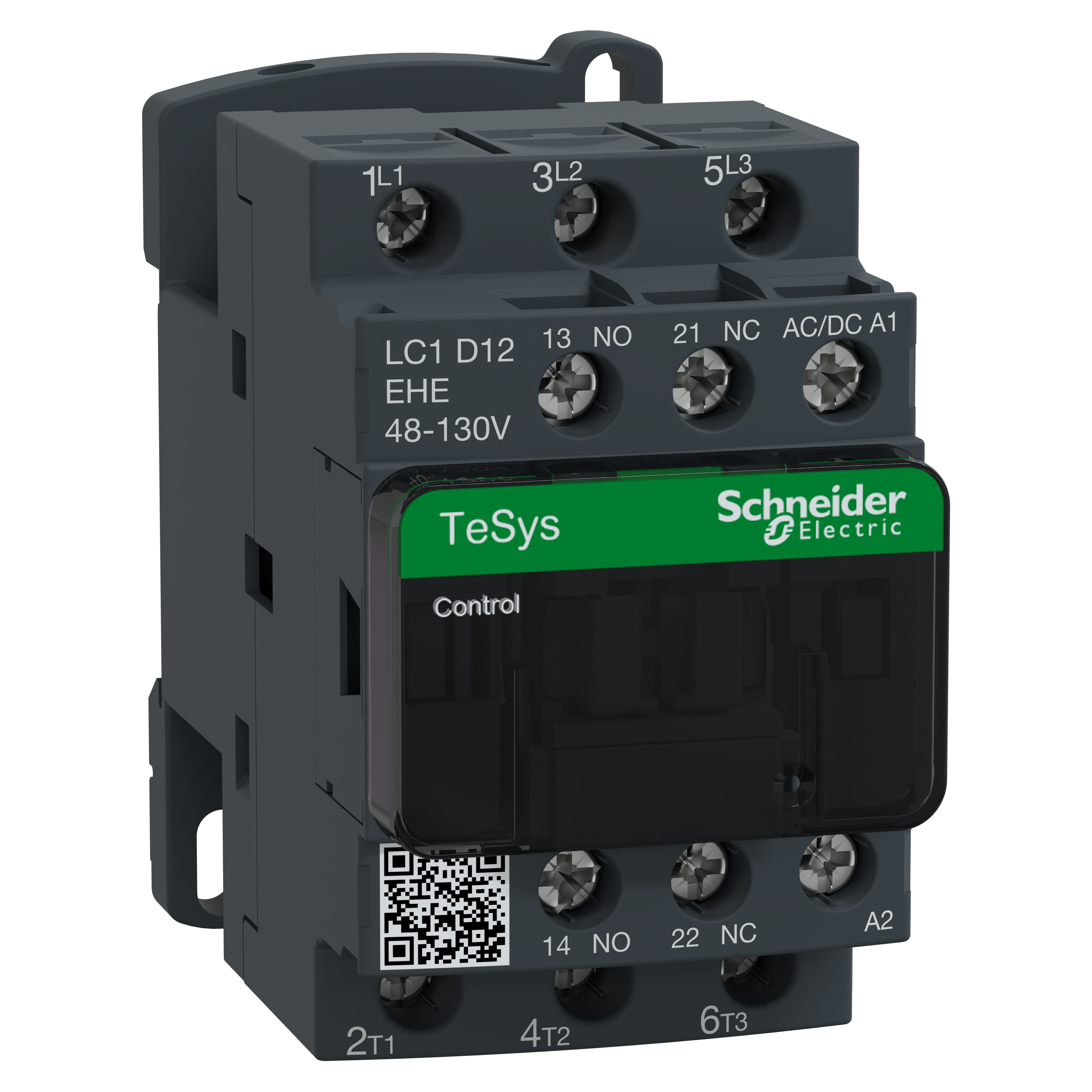 SCHNEIDER ELECTRIC - TeSys D Green contattore - 3P - <= 440 V - 12 A AC-3 - 48...130 V AC/DC LC1D12EHE