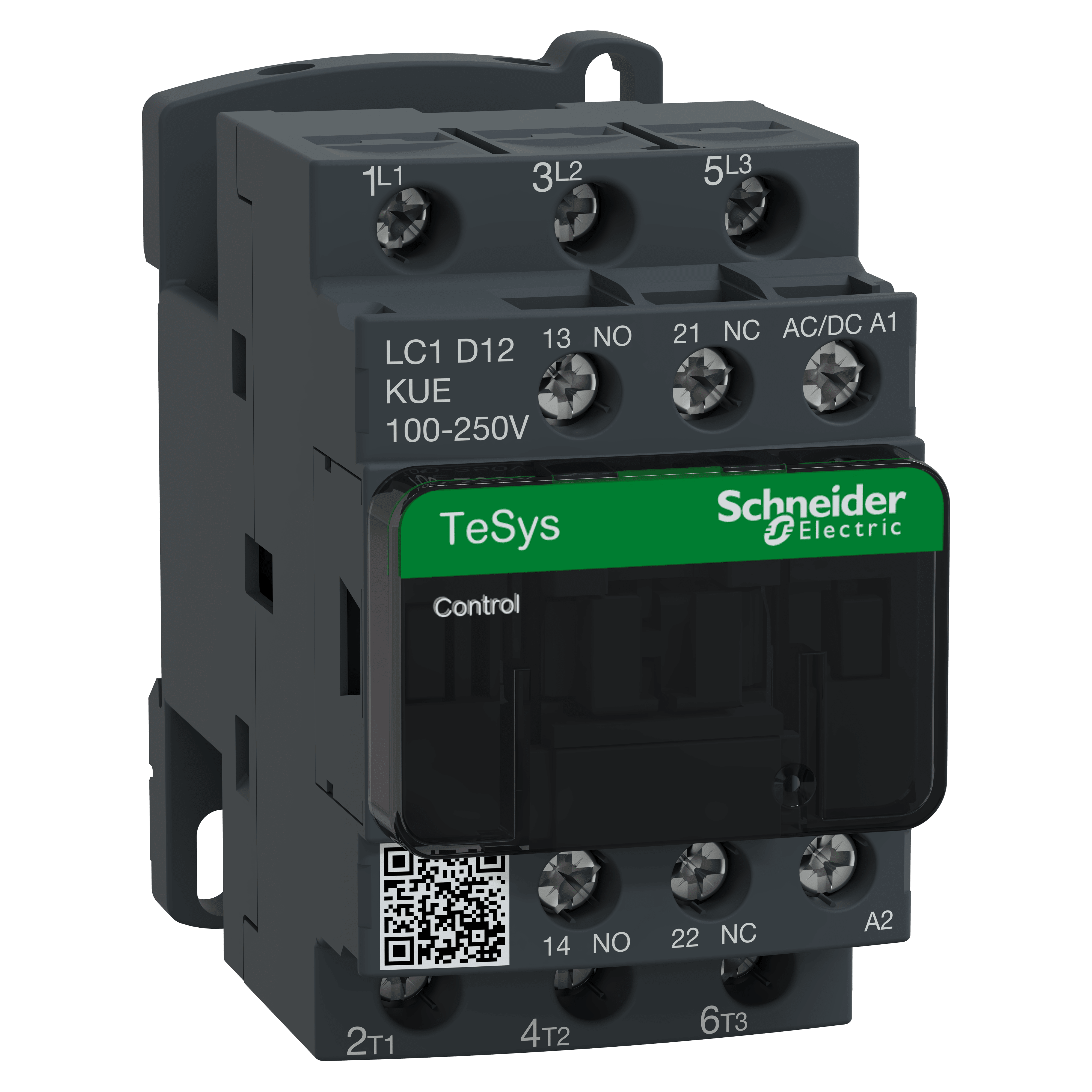 SCHNEIDER ELECTRIC - TeSys D Green contattore - 3P - <= 440 V - 12 A AC-3 - 100...250 V AC/DC LC1D12KUE