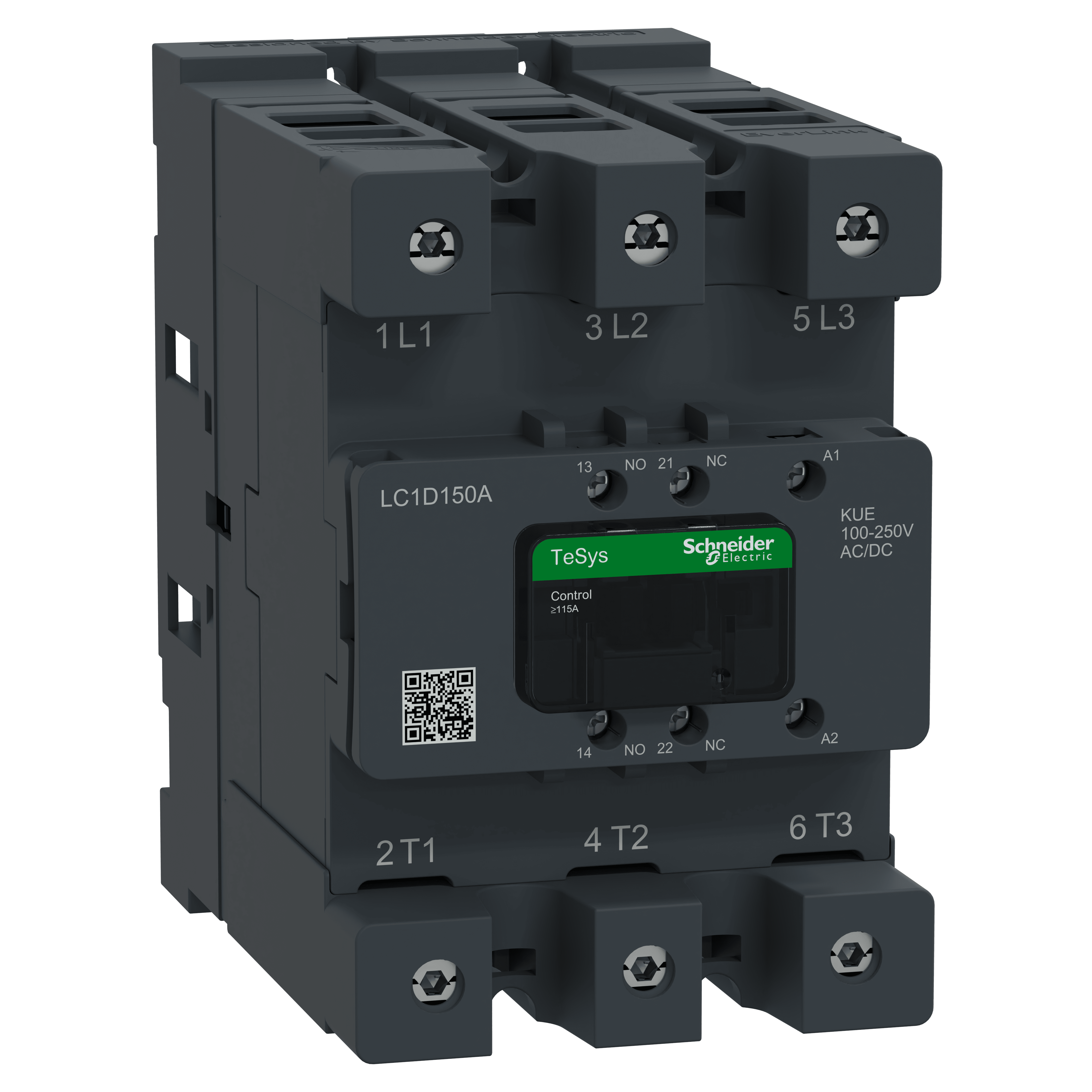 SCHNEIDER ELECTRIC - Contattore, Tesys deca Advanced, 3P3NO, AC-3AC-3e, 440 V, 150 A, bobina ACDC 100-250 V, connettore