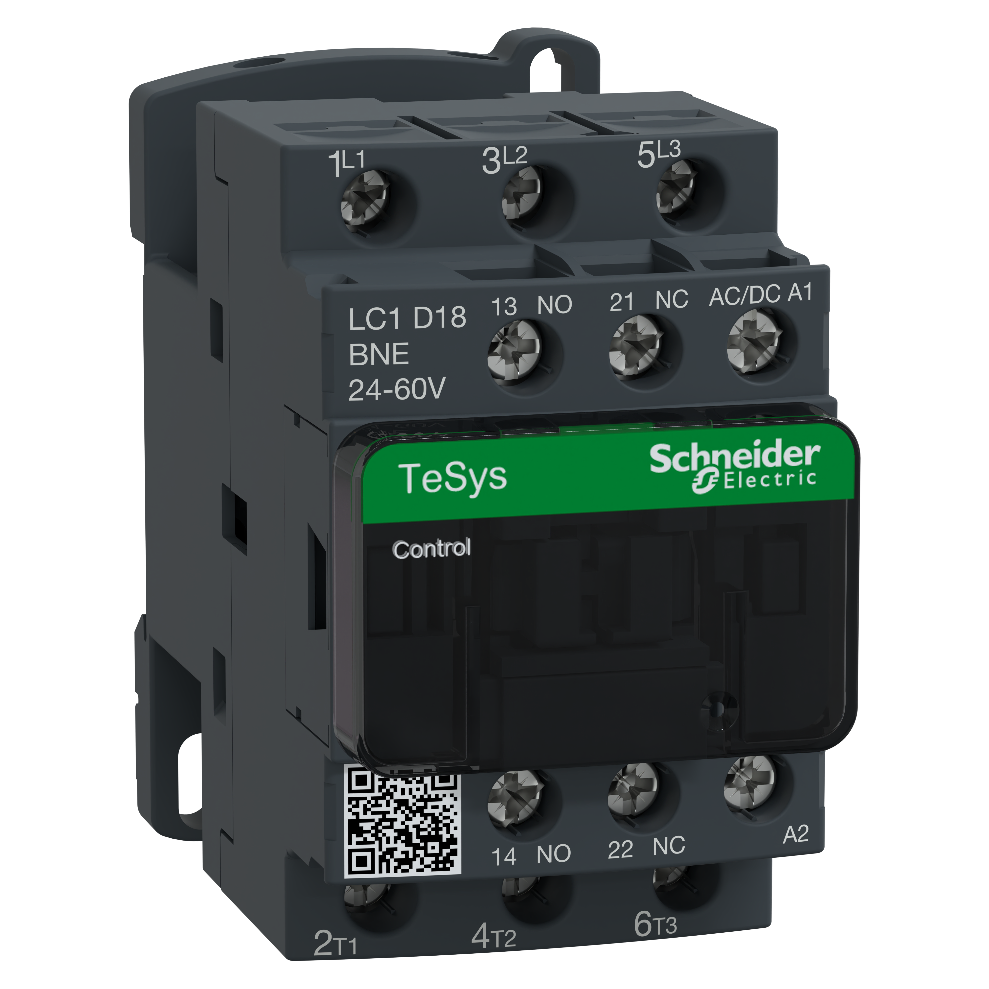 SCHNEIDER ELECTRIC - TeSys D Green contattore - 3P - <= 440 V - 18 A AC-3 - 24...60 V AC/DC LC1D18BNE