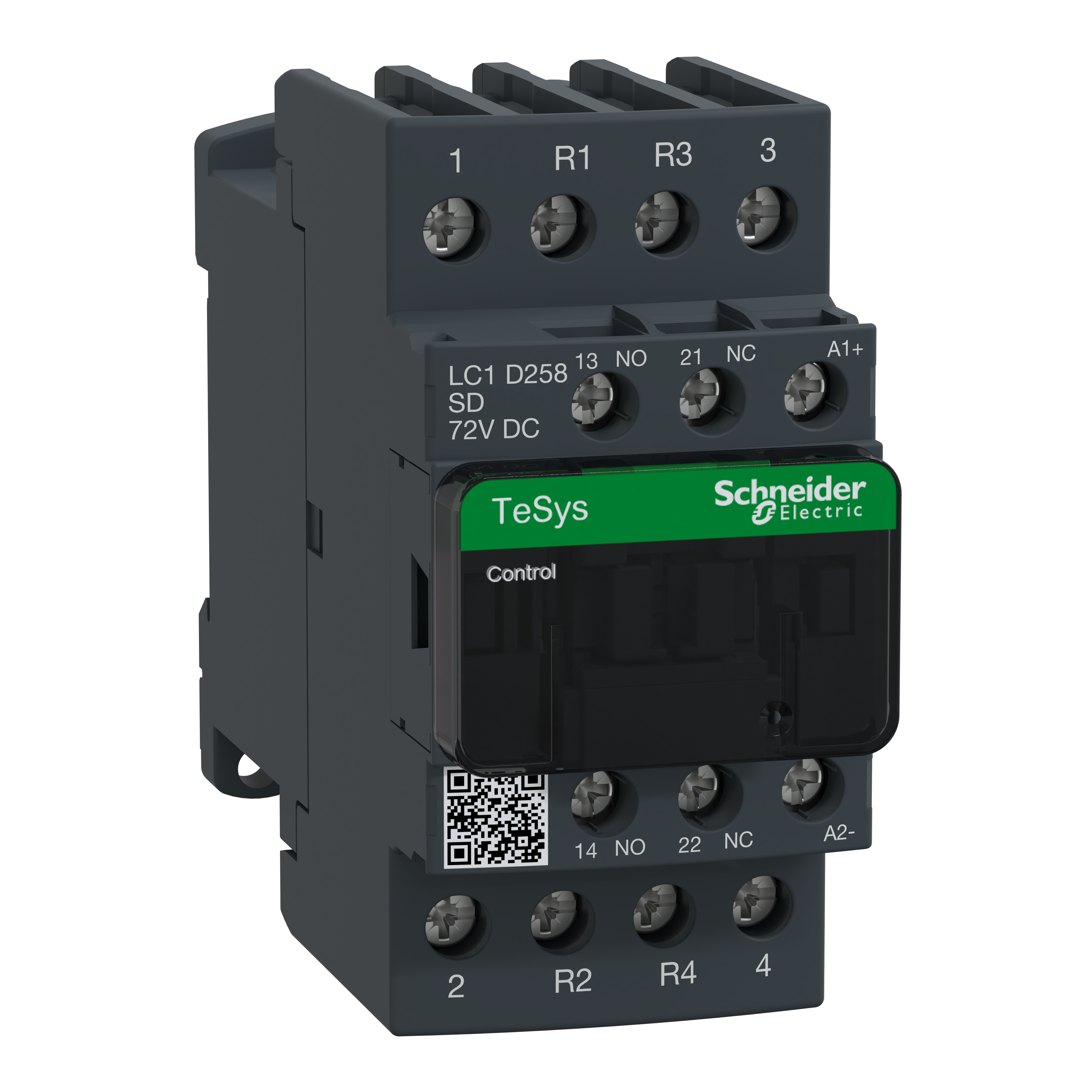 SCHNEIDER ELECTRIC - Contactor, TeSys Deca, 4P(2NO+2NC), AC-1, <=440V, 40A, 72VDC coil, screw clamp terminal