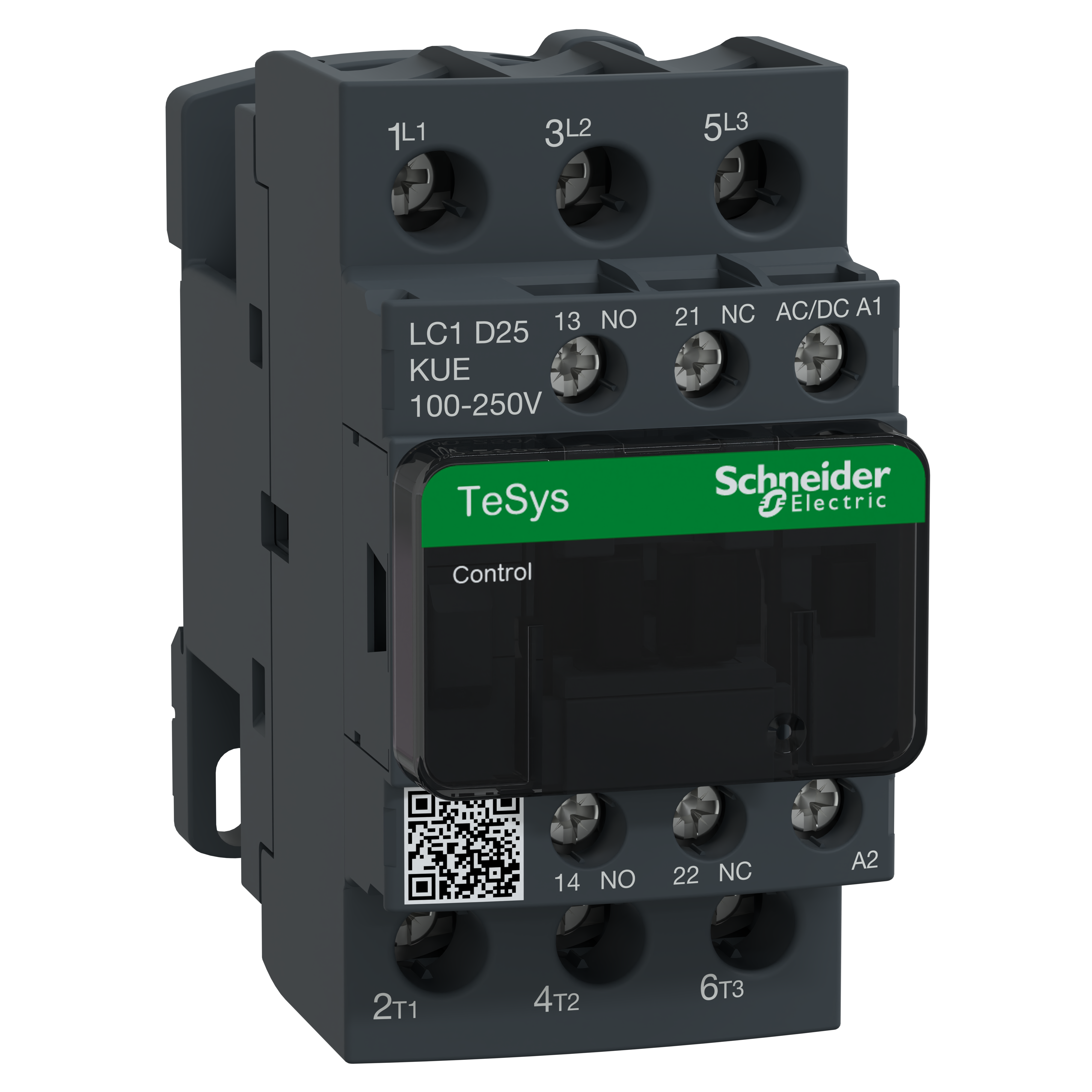 SCHNEIDER ELECTRIC - TeSys D Green contattore - 3P - <= 440 V - 25 A AC-3 - 100...250 V AC/DC LC1D25KUE