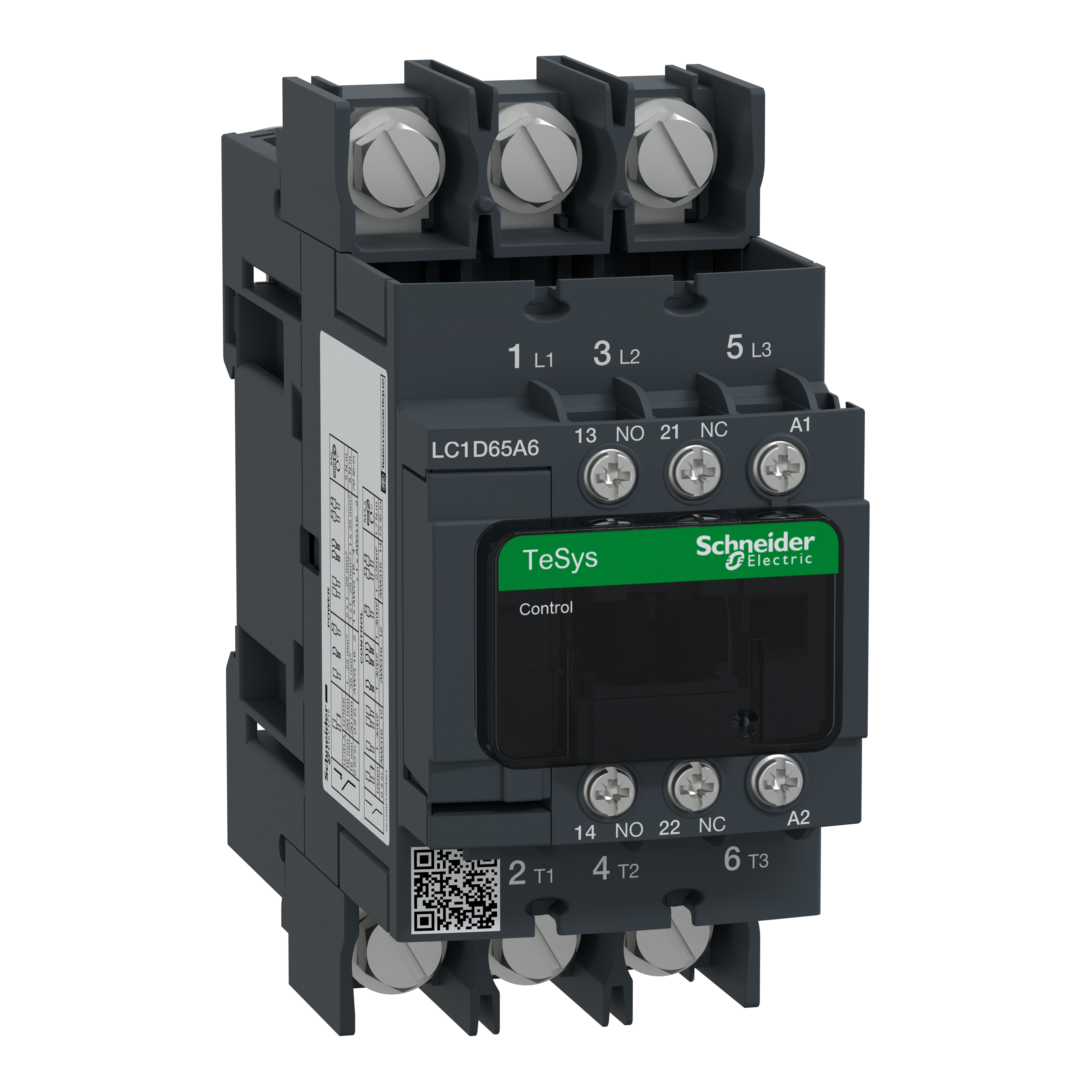SCHNEIDER ELECTRIC - Contactor, TeSys Deca, 3P(3 NO), AC-3/AC-3e, <=400V, 65A, 110V AC 50/60Hz coil, lugs-ring terminals