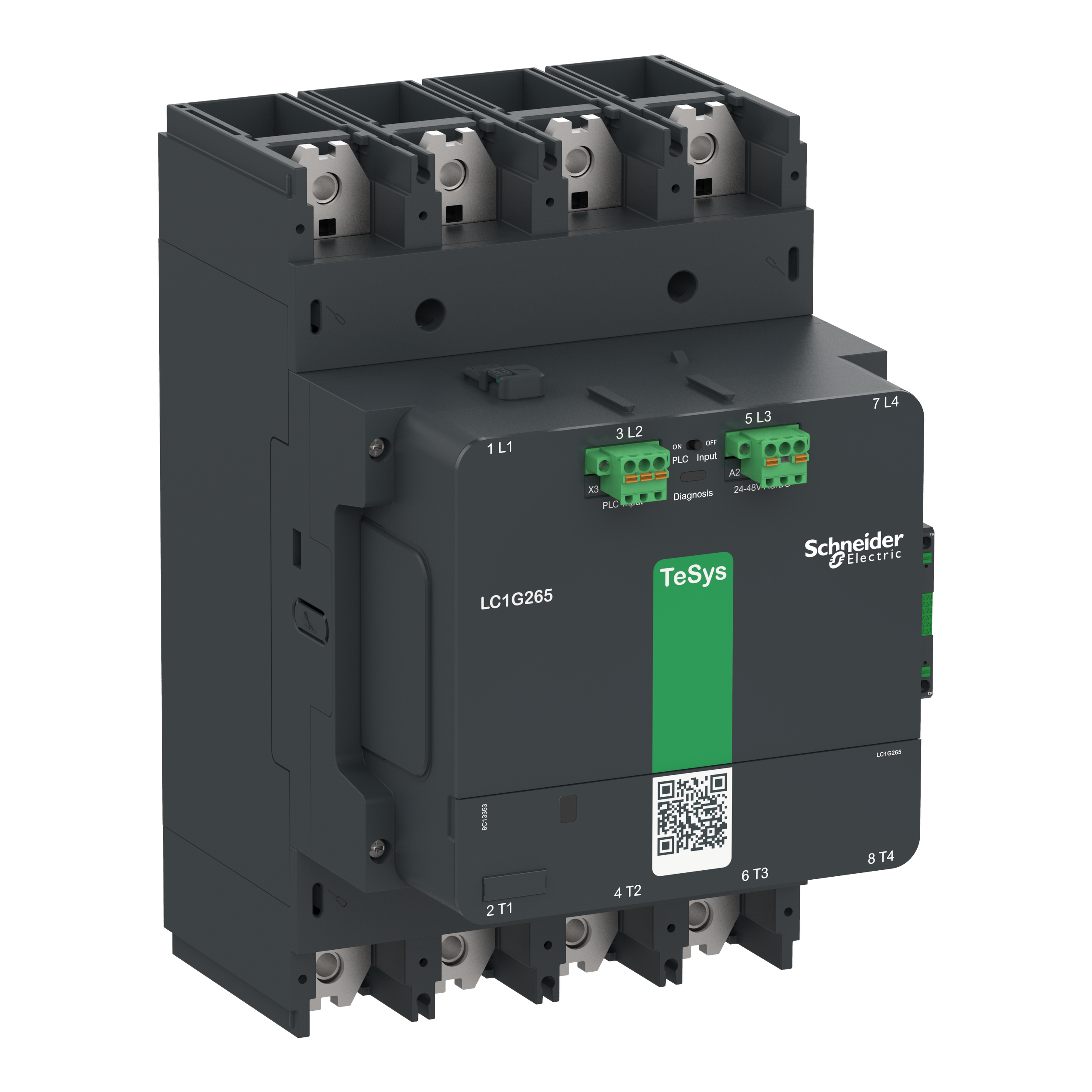 SCHNEIDER ELECTRIC - Contattore elevata potenza TeSys Giga, 4P (4NO), AC1 385A, versione Advanced, bobina elettronica 200…500V AC/DC LC1G2654LSEA