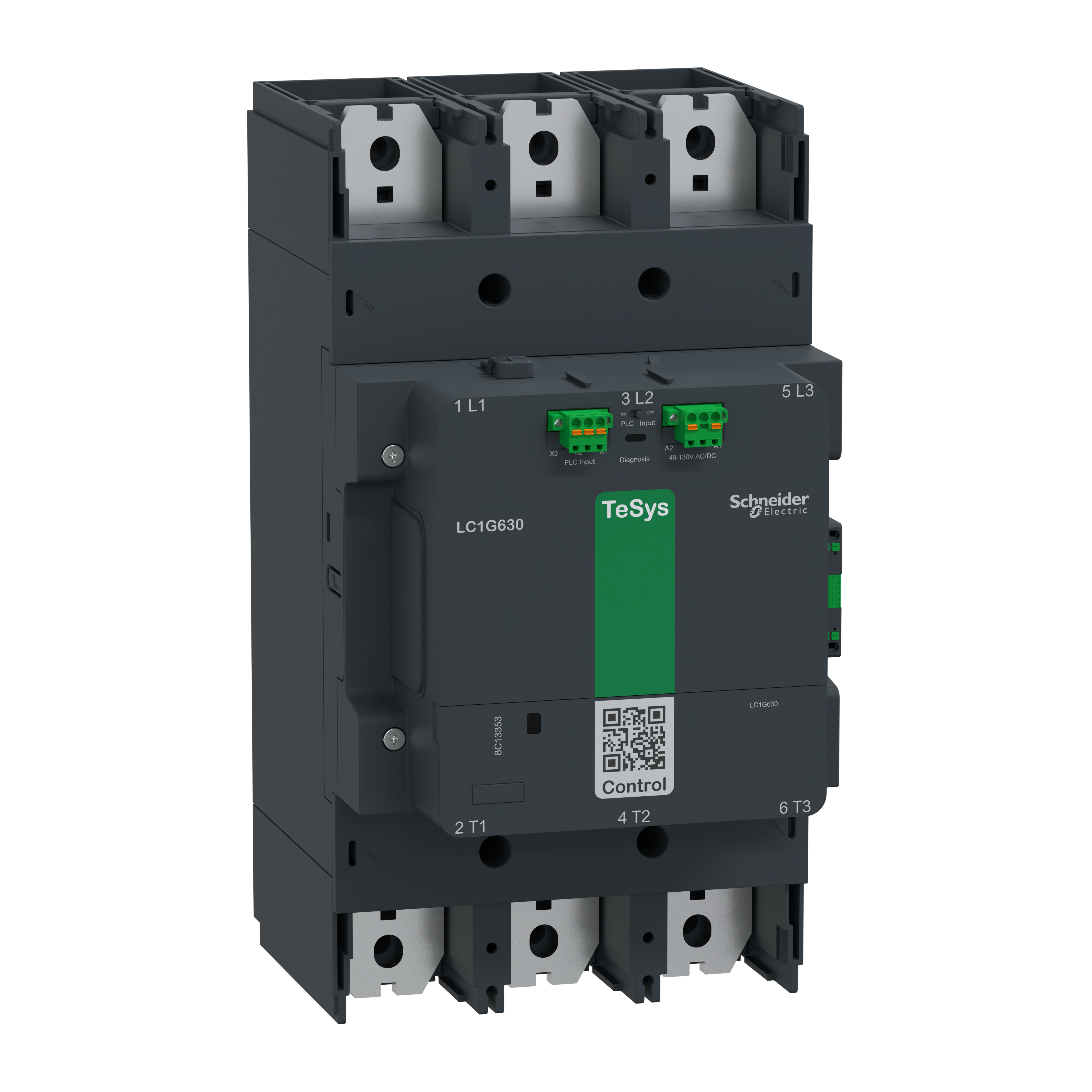 SCHNEIDER ELECTRIC - Contattore elevata potenza TeSys Giga, 3P (3NO), AC3 630A, versione Advanced, bobina elettronica 48…130V AC/DC