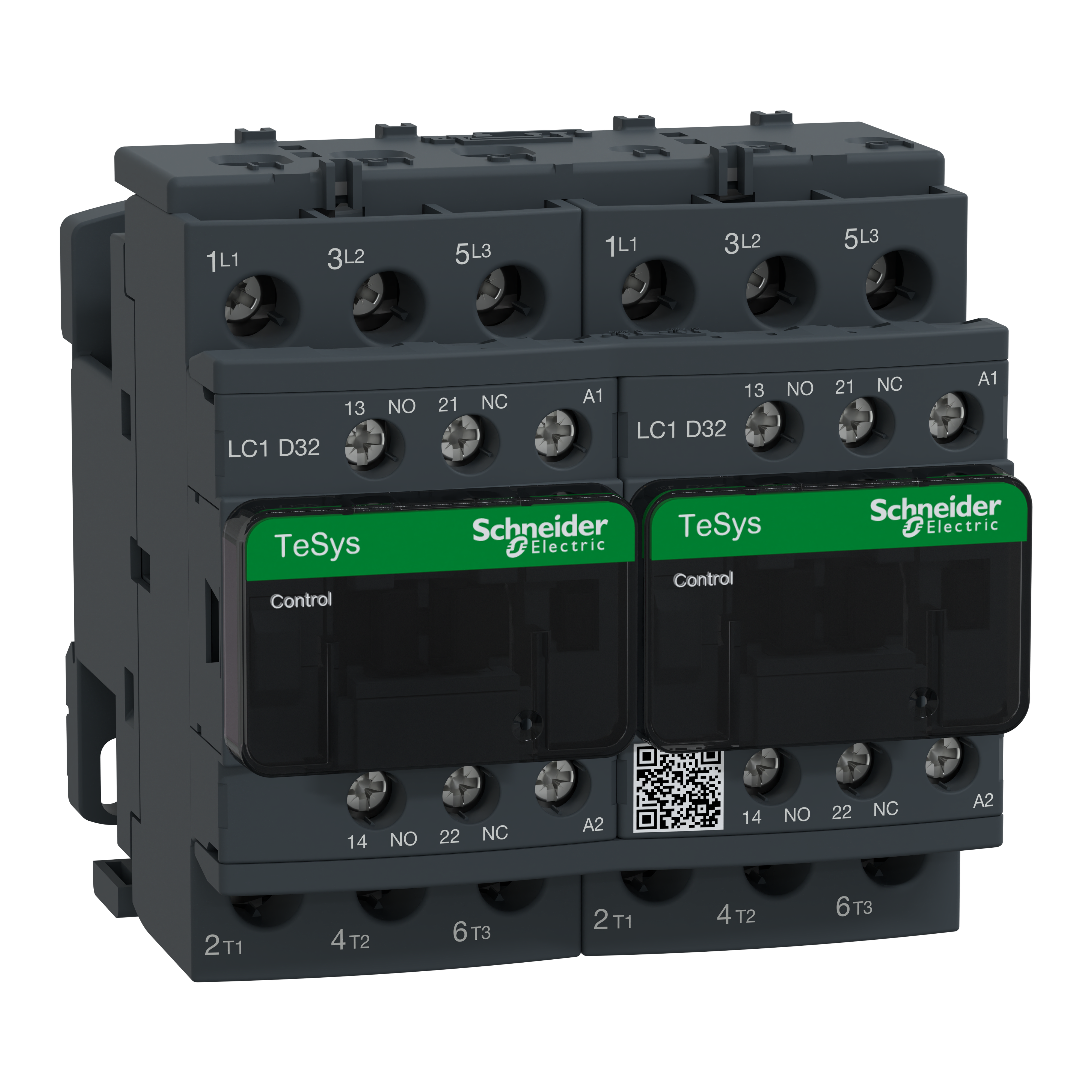 SCHNEIDER ELECTRIC - Reversing Contactor, TeSys Deca, 3P(3NO), AC-3, <=440V 32A, 120V AC 50/60Hz coil, screw clamp terminals