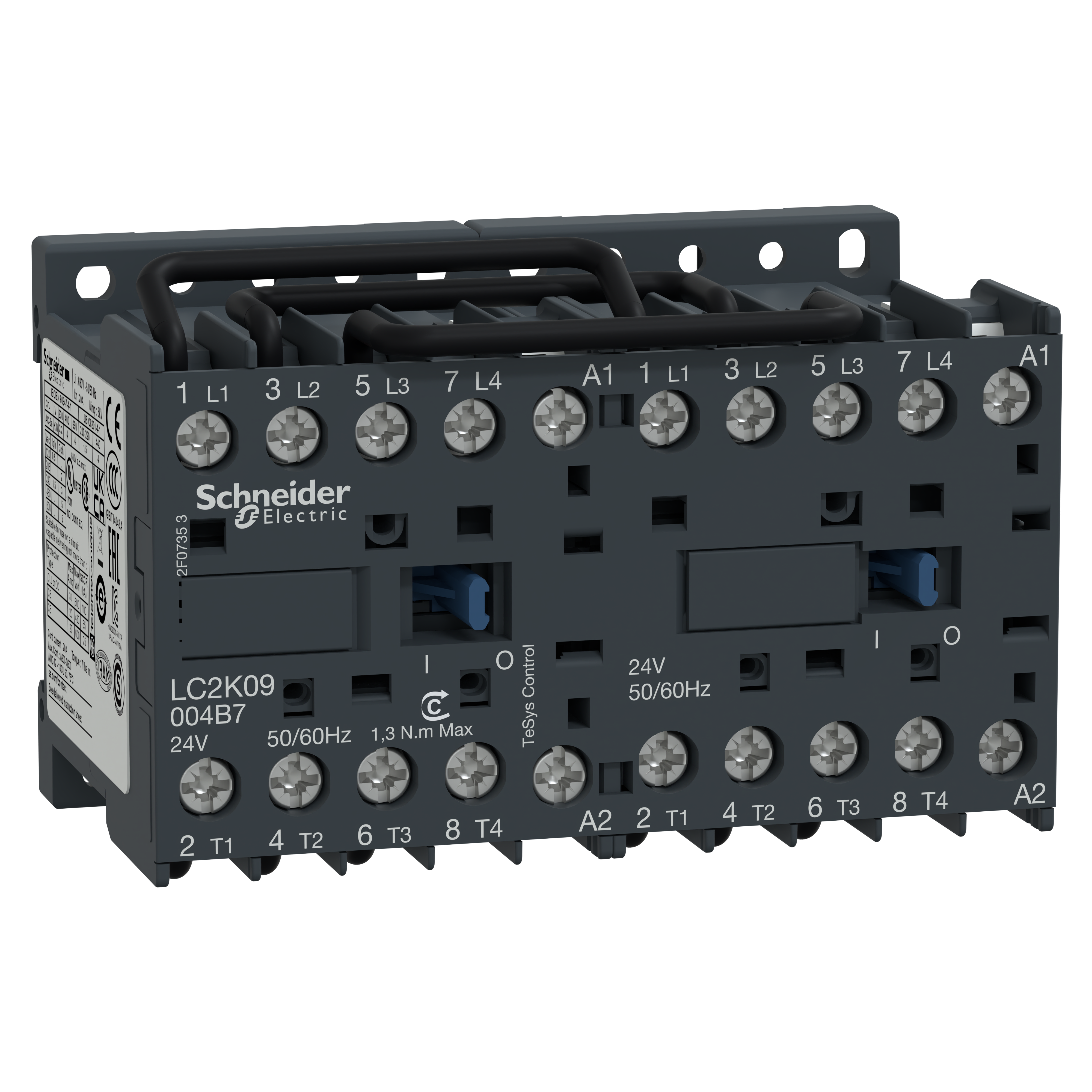 SCHNEIDER ELECTRIC - Contattore di commutazione, TeSys K, 4P, AC-1, <=440V 20A, bobina 24V AC