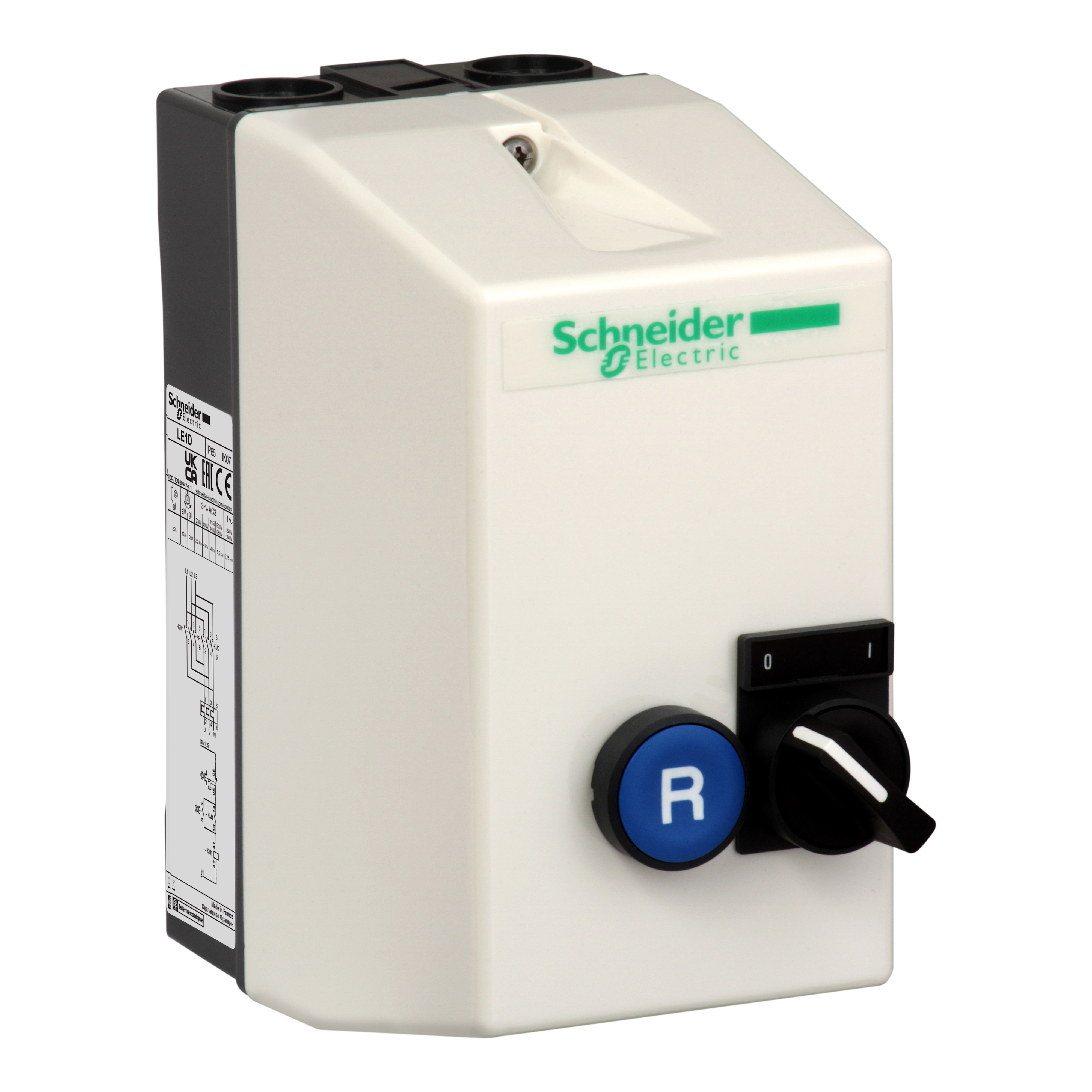 SCHNEIDER ELECTRIC - Enclosed DOL starter,TeSys LE,9A,220V AC coil,including 1 LC1D,2-pos switch and reset button