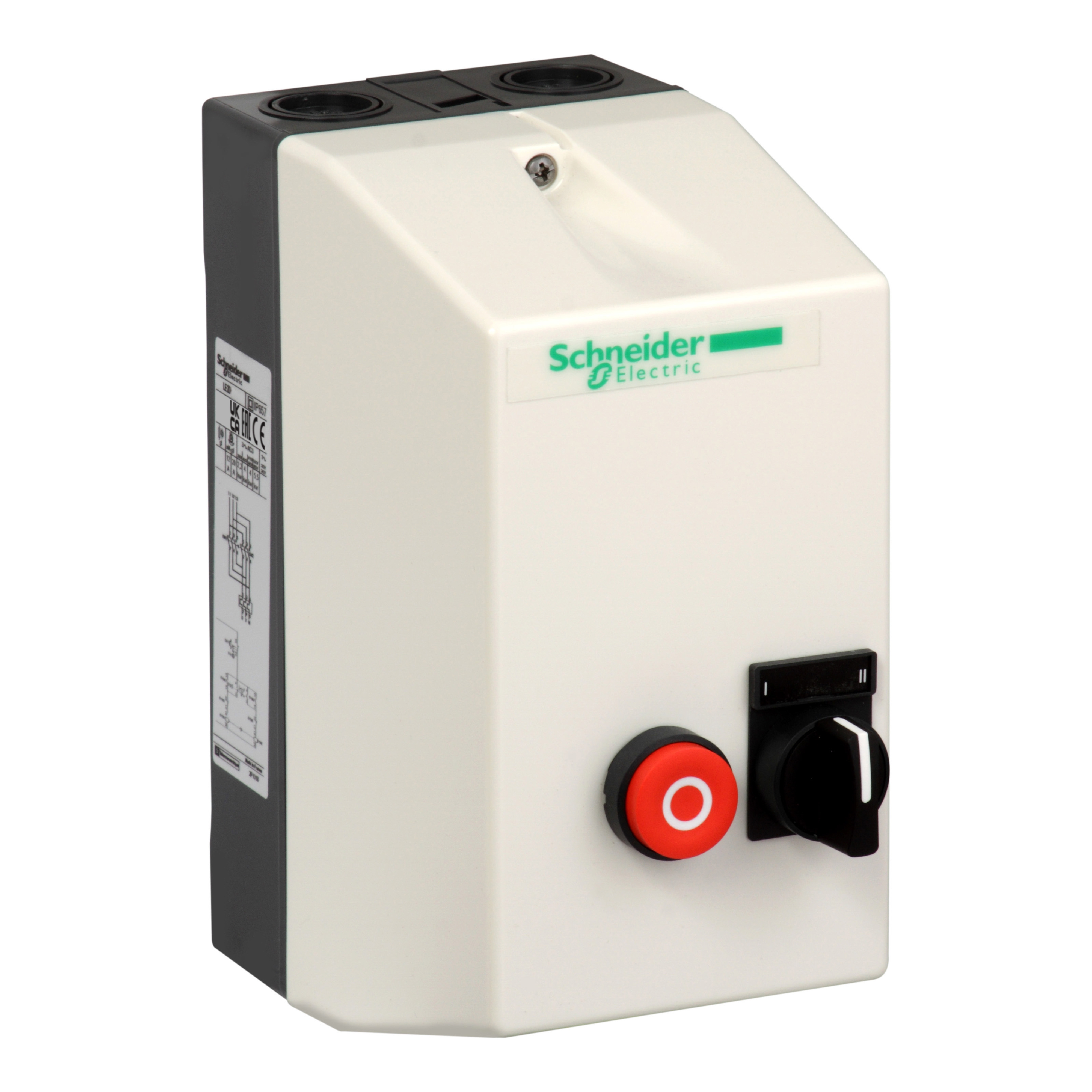 SCHNEIDER ELECTRIC - Enclosed reversing starter,TeSys LE,12A,400V AC coil,including 2 LC1D,pushbutton and rotary switch
