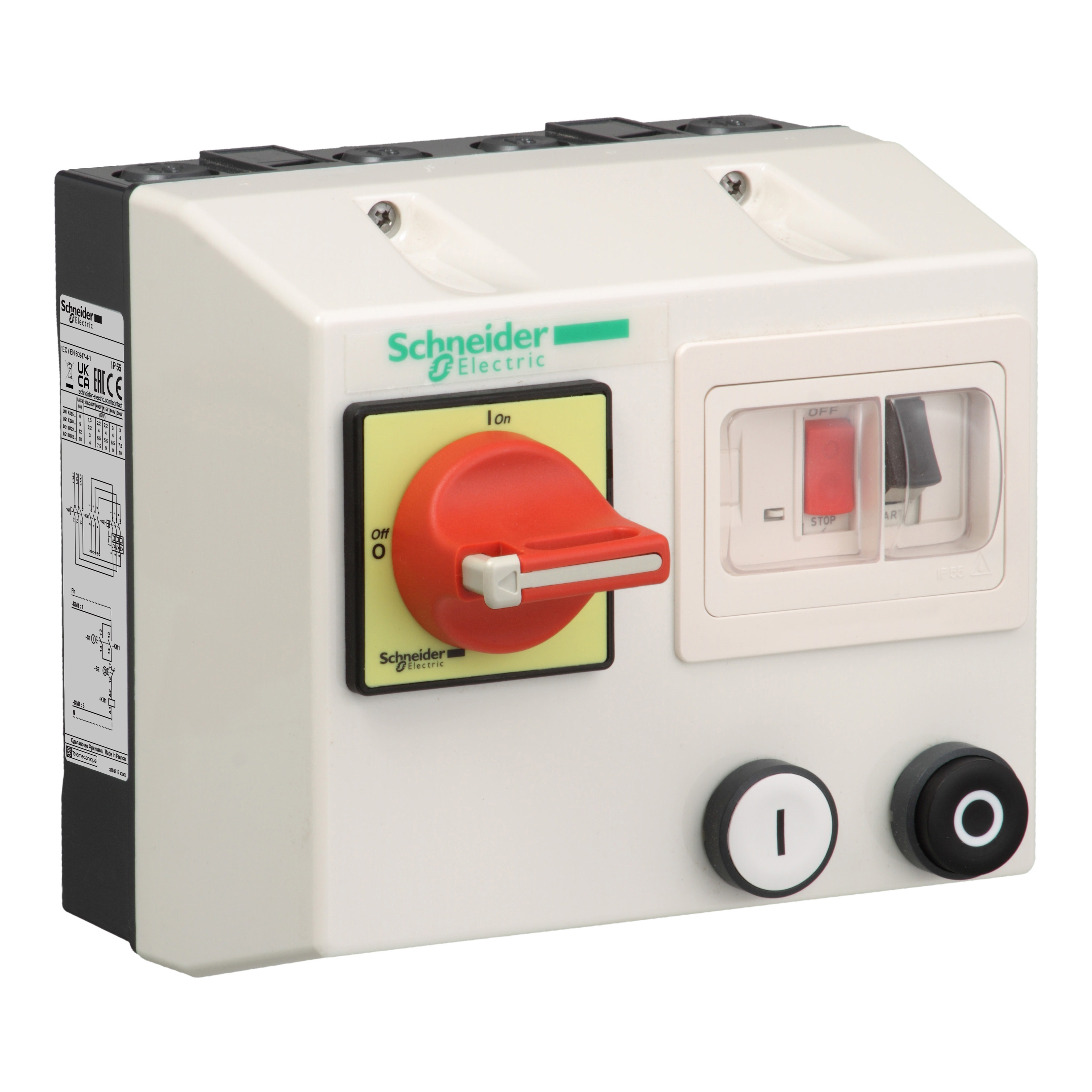 SCHNEIDER ELECTRIC - Enclosed DOL starter,TeSys LG,2.5-4A,220/230V AC coil,including 1 LC1K,GV2ME,rotary isolation switch ,2 pushbuttons