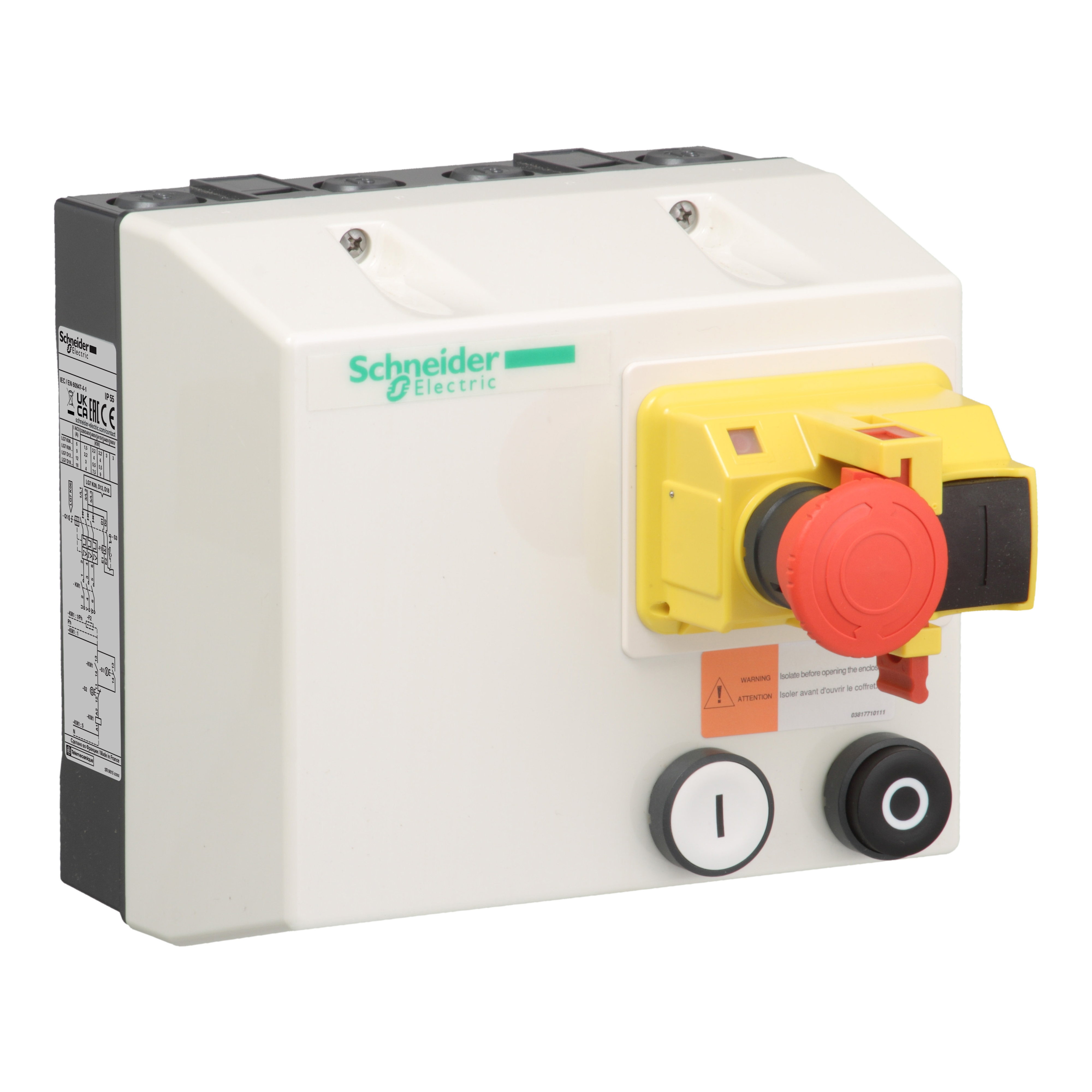 SCHNEIDER ELECTRIC - Enclosed DOL starter,TeSys LG,4-6.3A,400V AC coil,including 1 LC1K,GV2ME with emergency stop,2 pushbuttons