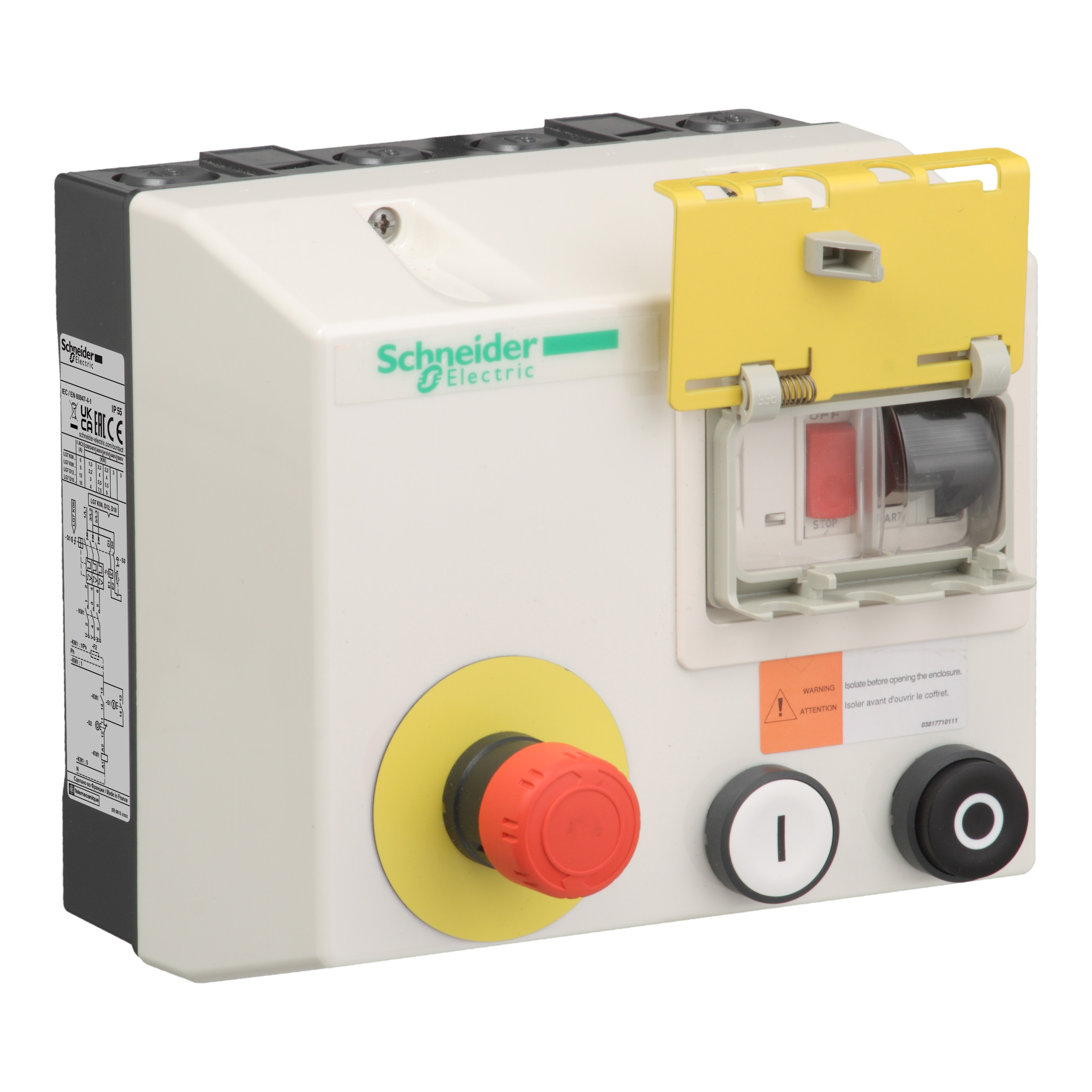 SCHNEIDER ELECTRIC - Enclosed DOL starter,TeSys LG,6-10A,230V AC coil,including 1 LC1K,GV2ME,emergency stop,2 pushbuttons,GVAX