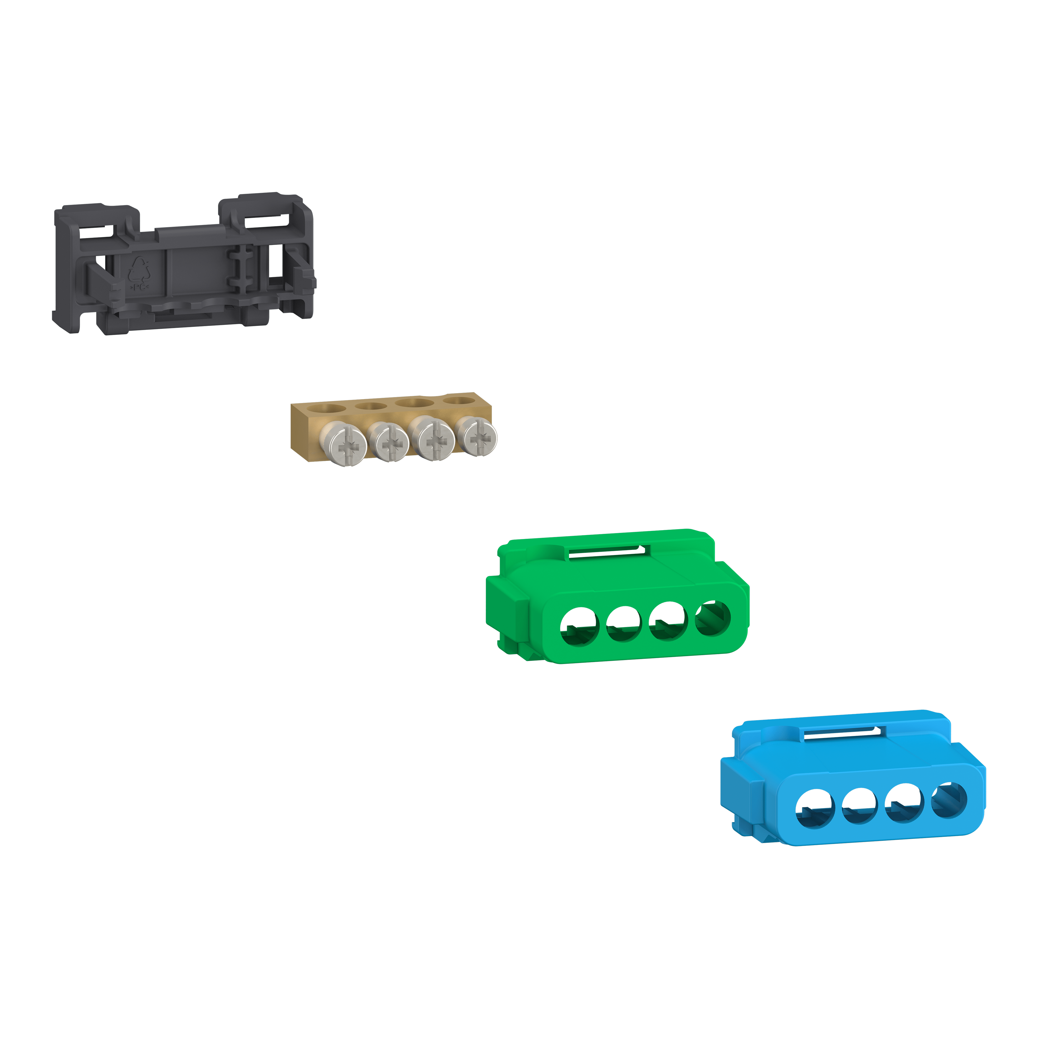 SCHNEIDER ELECTRIC - Kit morsettiera Linergy, 4 fori, 2x16 mm² + 2x10 mm², terra o neutro LGYT2A04
