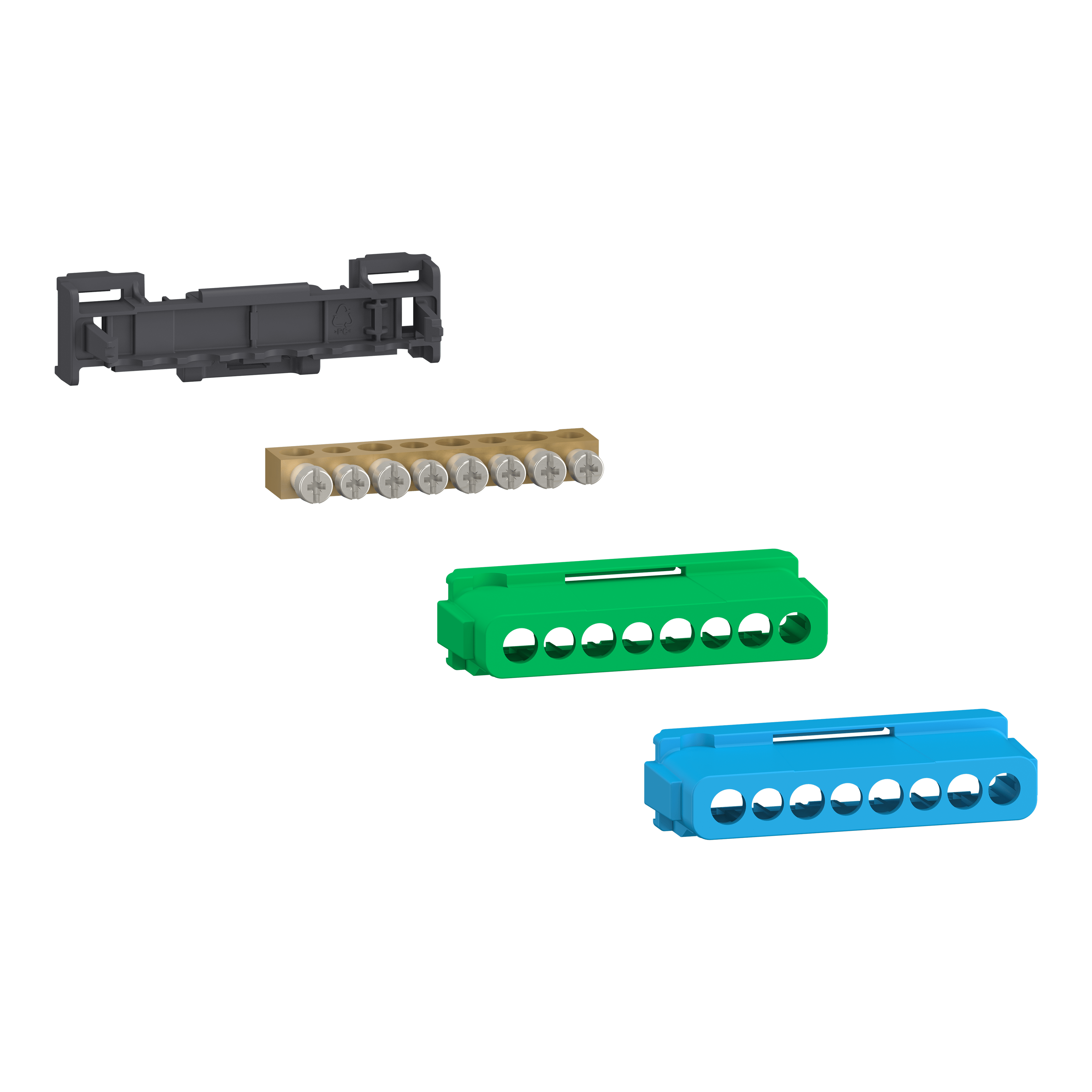 SCHNEIDER ELECTRIC - Kit morsettiera Linergy, 8 fori, 4x16 mm² + 4x10 mm², terra o neutro LGYT2A08