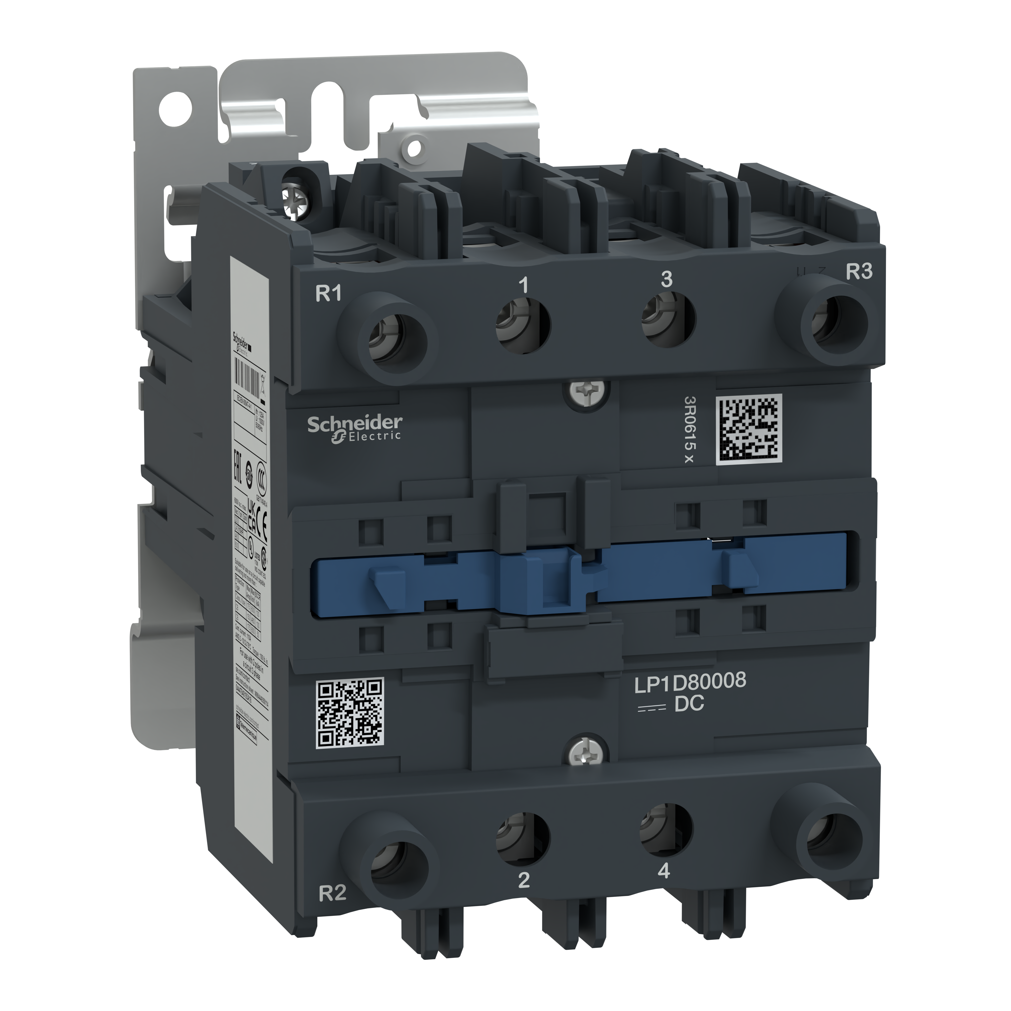 SCHNEIDER ELECTRIC - Contactor, TeSys Deca, 4P(2NO+2NC), AC-1, 440V, 125A, 24V DC coil, screw clamp terminal