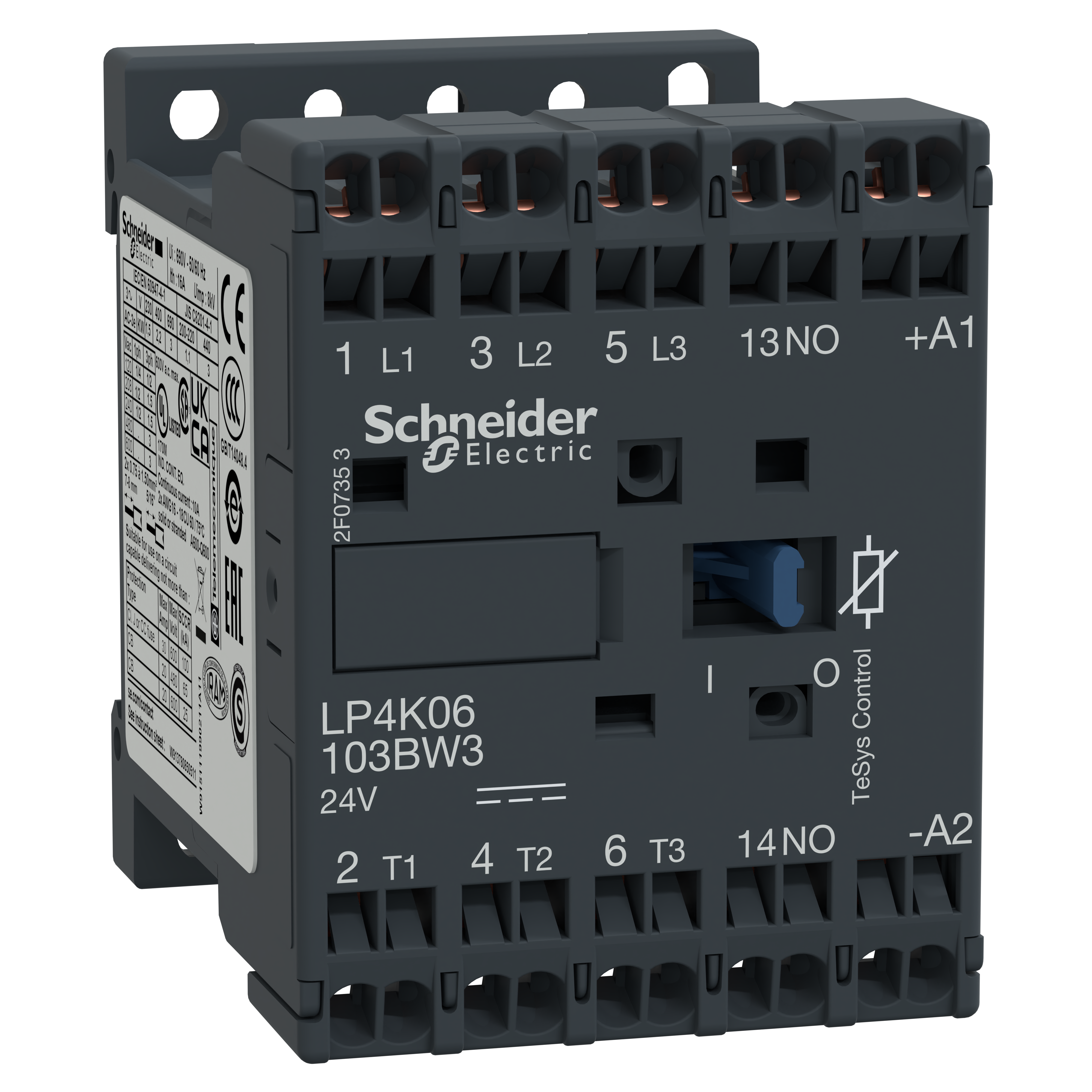 SCHNEIDER ELECTRIC - Contattore TeSys LP4-K - 3 poli - CA-3 440V 6 A - Bobina 24 V CC