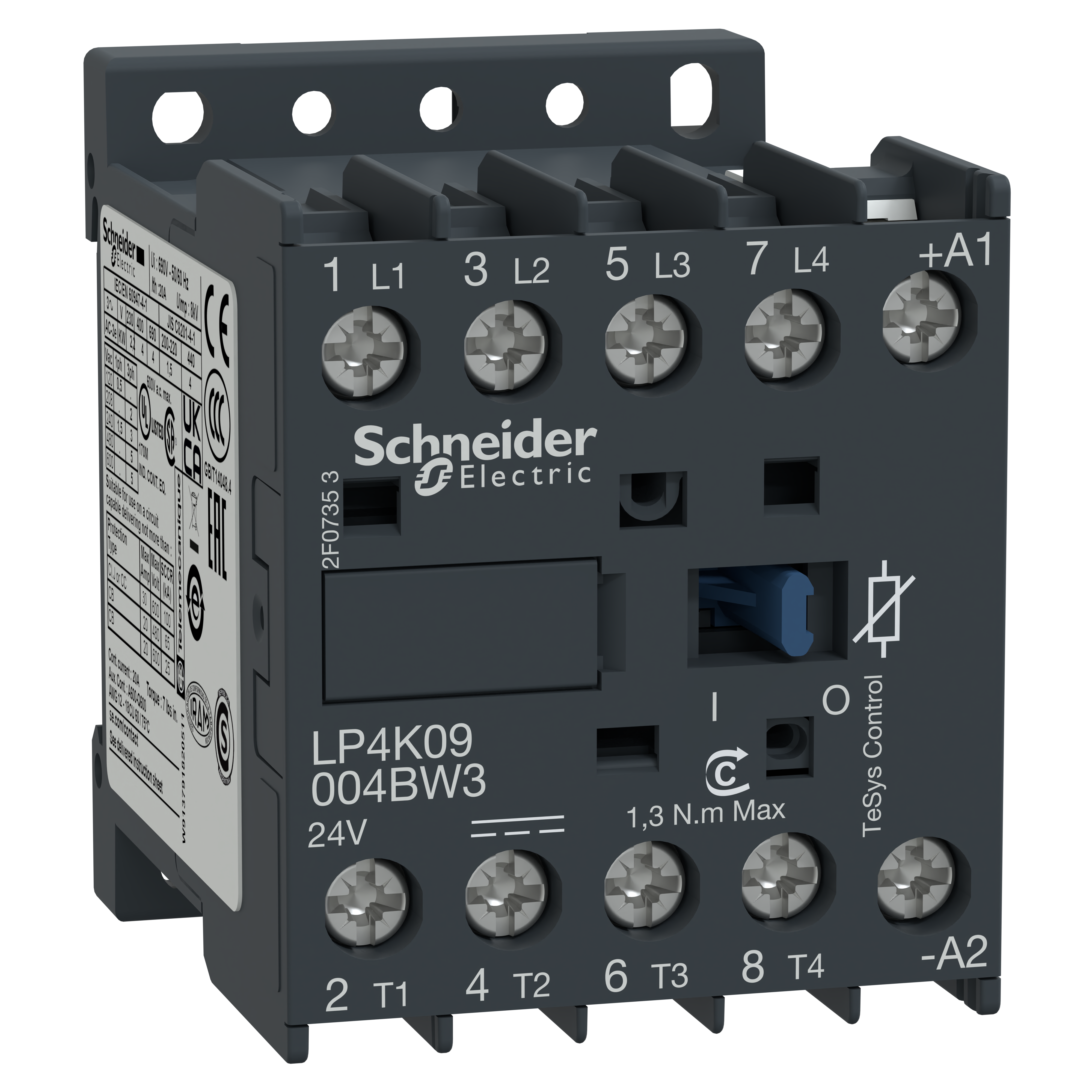 SCHNEIDER ELECTRIC - Contattore TeSys LP4K - 4 poli - AC1 440 V 20 A - 24 V CC