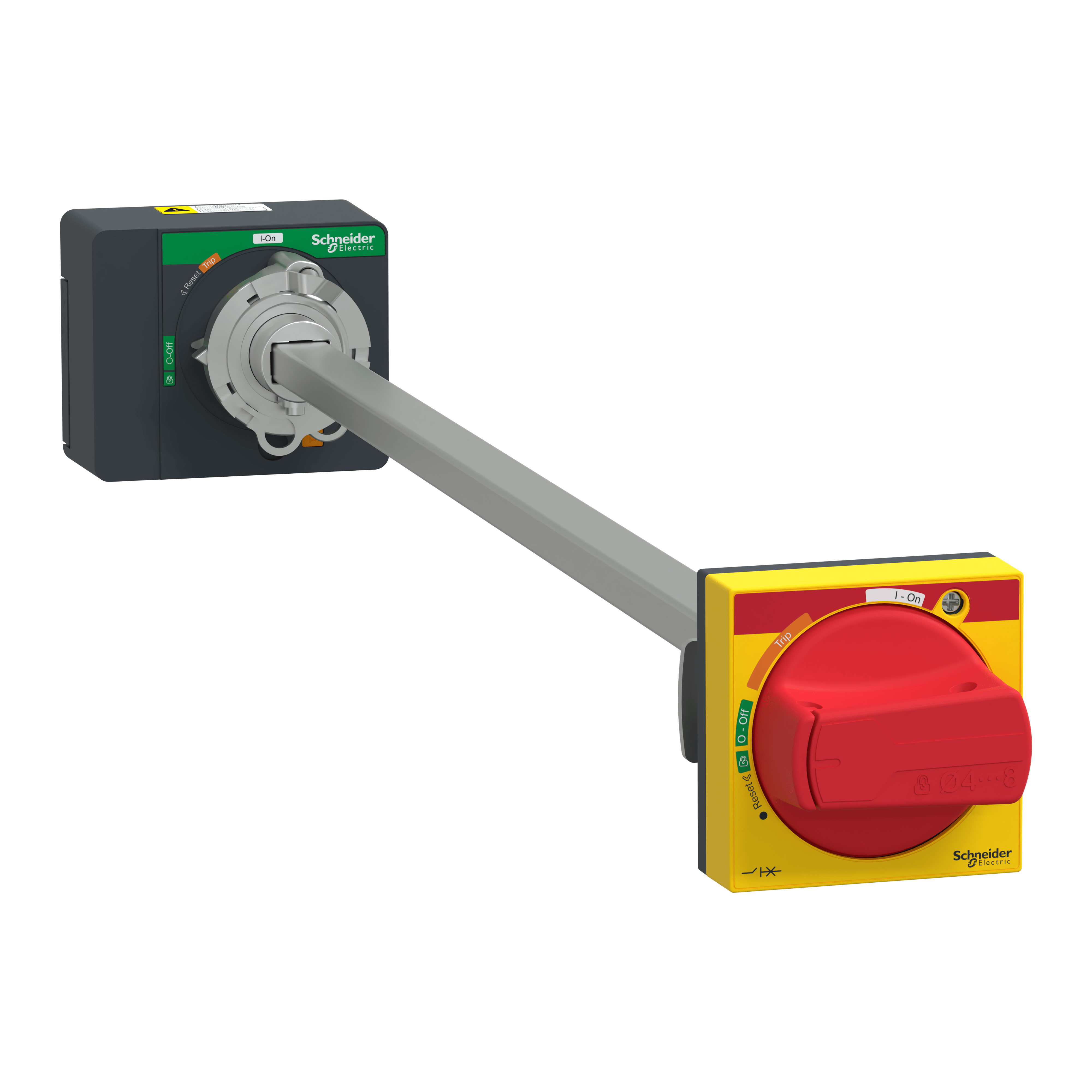 SCHNEIDER ELECTRIC - Manovra rotativa rinviata, ComPacT NSXm, manovra rossa su fronte giallo, lunghezza 200albero da mm a 600mm, IP54