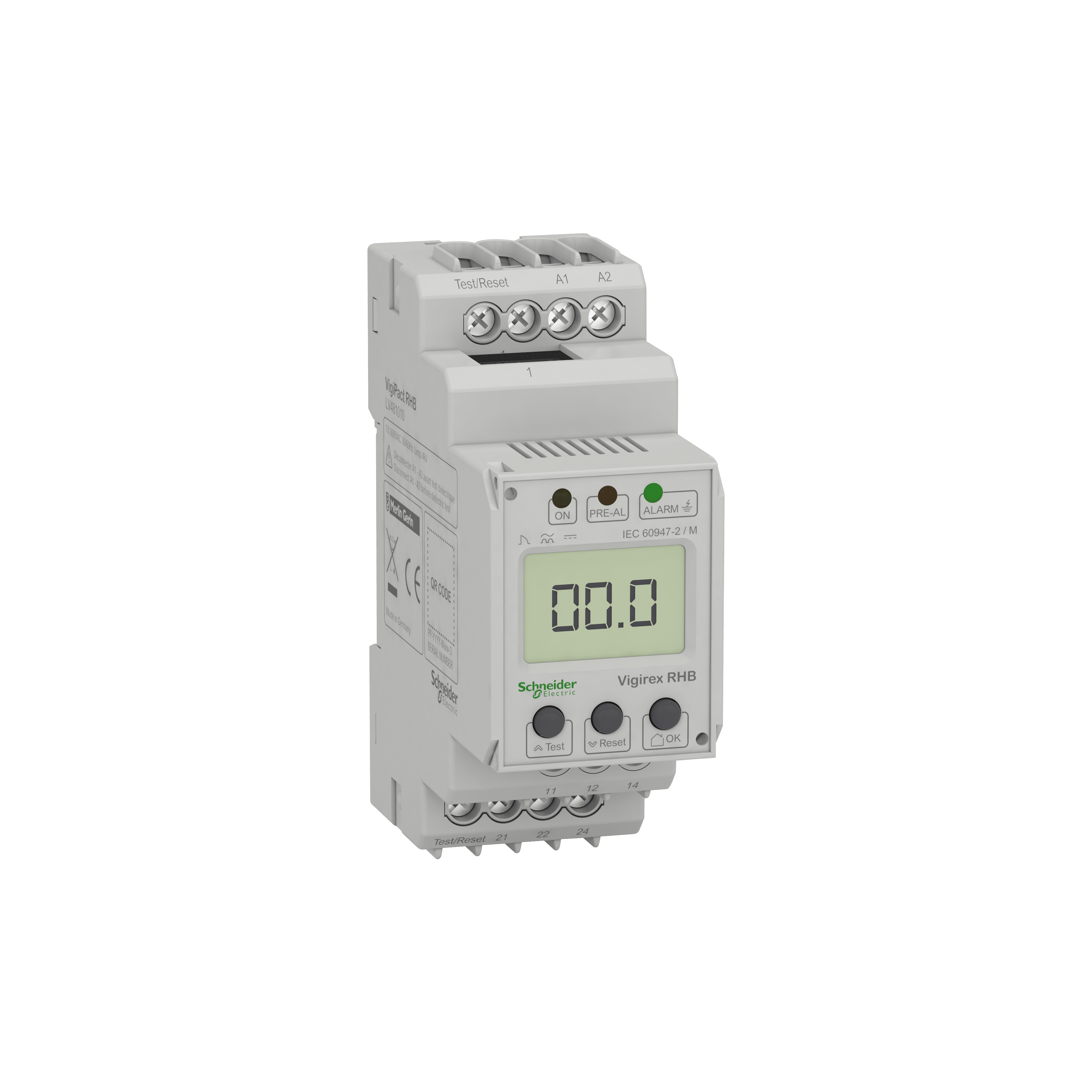 SCHNEIDER ELECTRIC - Relè di protezione corrente differenziale, VigiPacT RHB, tipo B, 30mA-3A, 100-250VAC/DC, montaggio su guida DIN