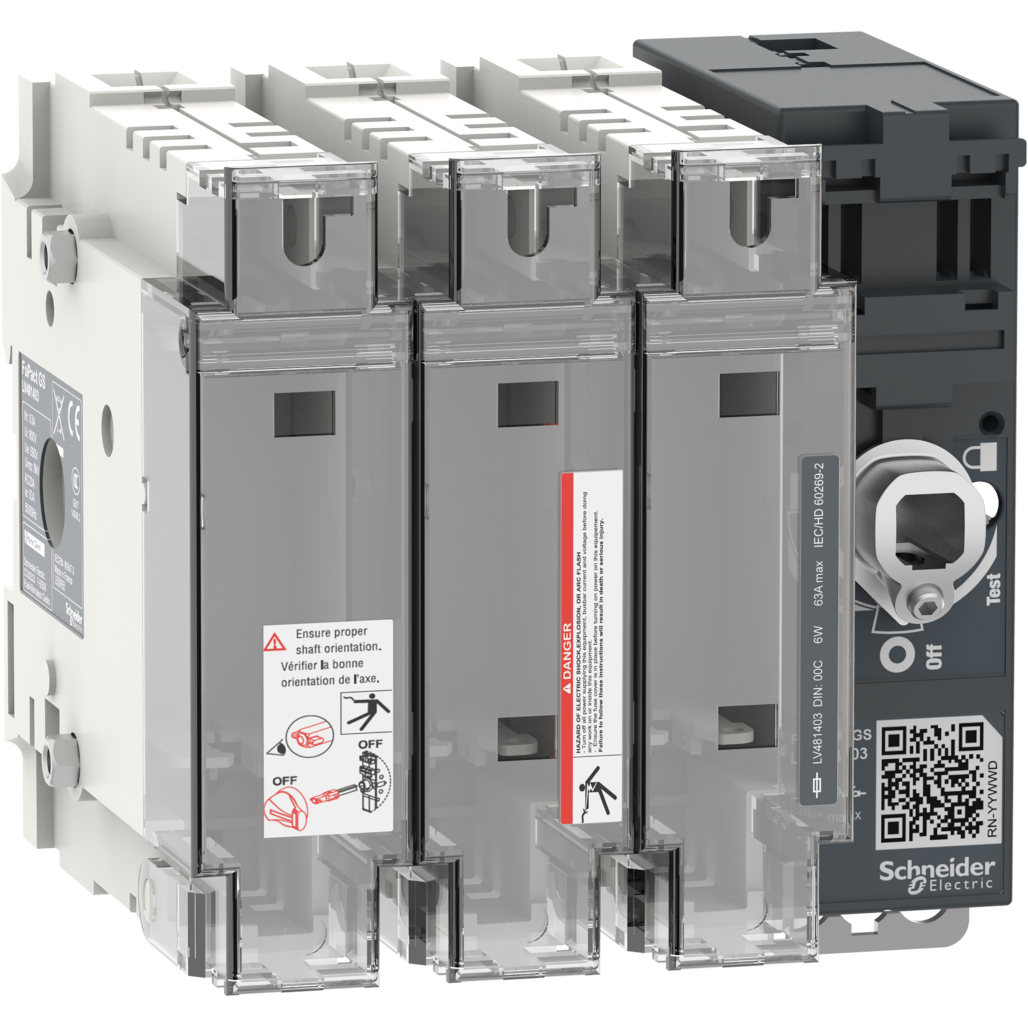 SCHNEIDER ELECTRIC - Interruttore-sezionatore con fusibili, FuPact, FuPactGS DIN63/00C, 3 poli