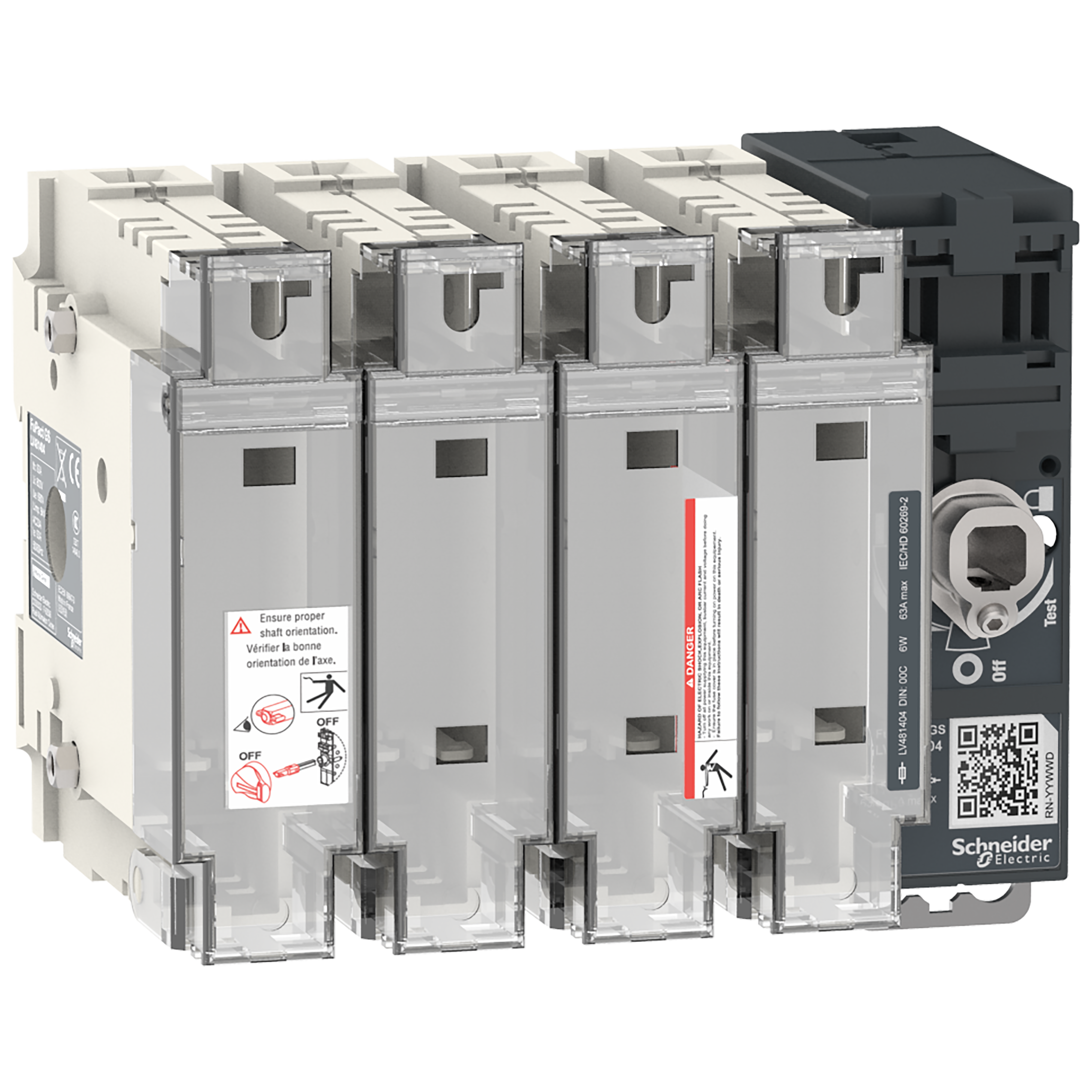 SCHNEIDER ELECTRIC - Interruttore-sezionatore con fusibili, FuPact, FuPactGS DIN63/00C, 4 poli LV481404